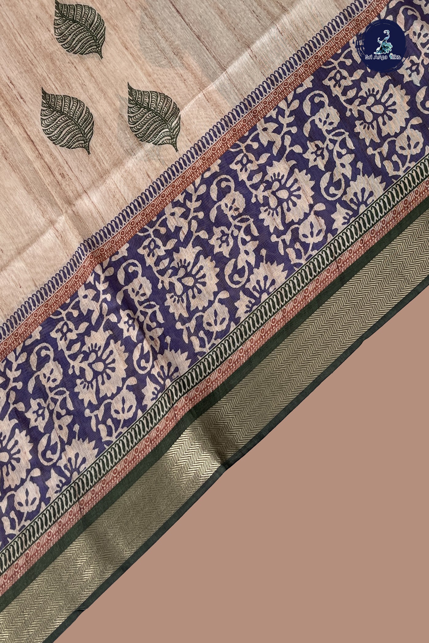 Beige Semi Chanderi Saree With Printed Pattern
