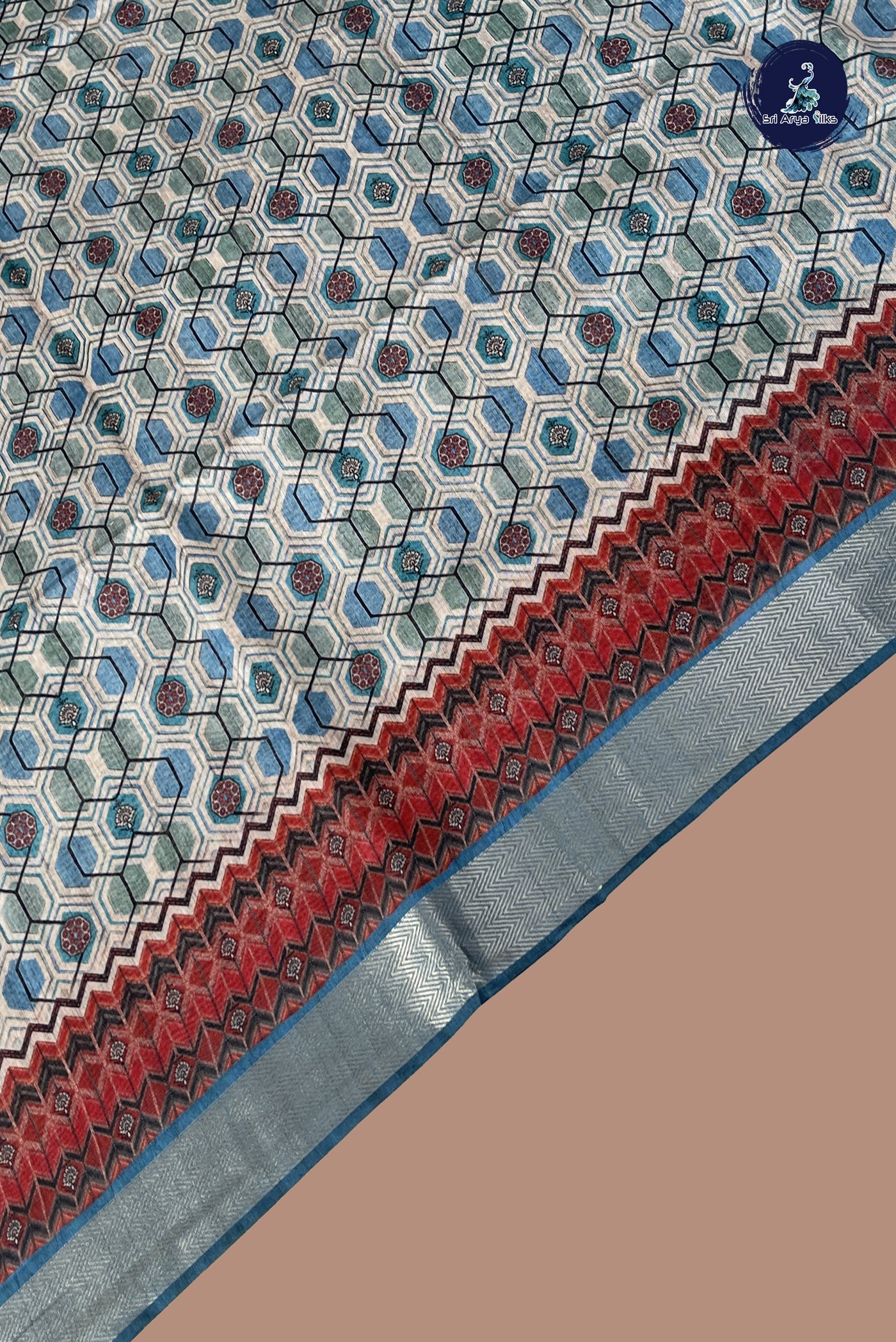 Chikku Shade Semi Chanderi Saree With Printed Pattern