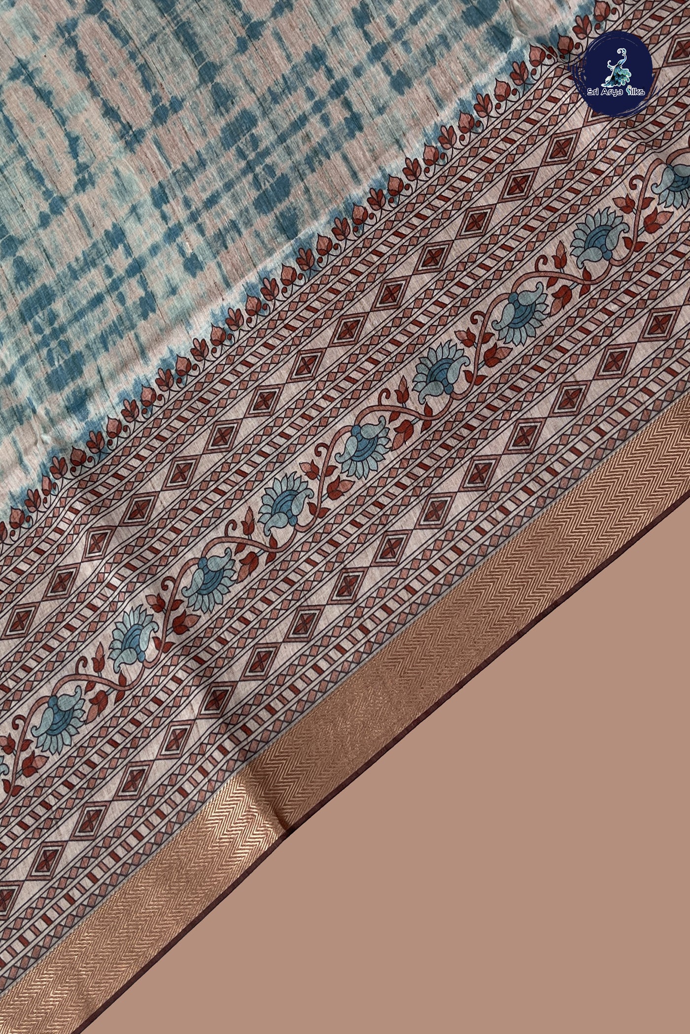 Blue Semi Chanderi Saree With Shibori Print Pattern