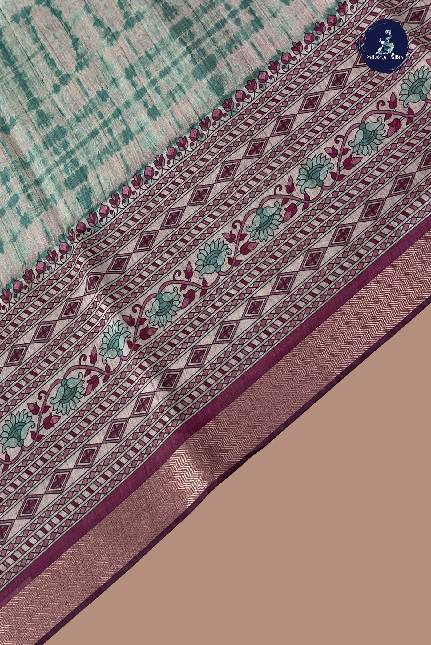 Green Semi Chanderi Saree With Shibori Print Pattern