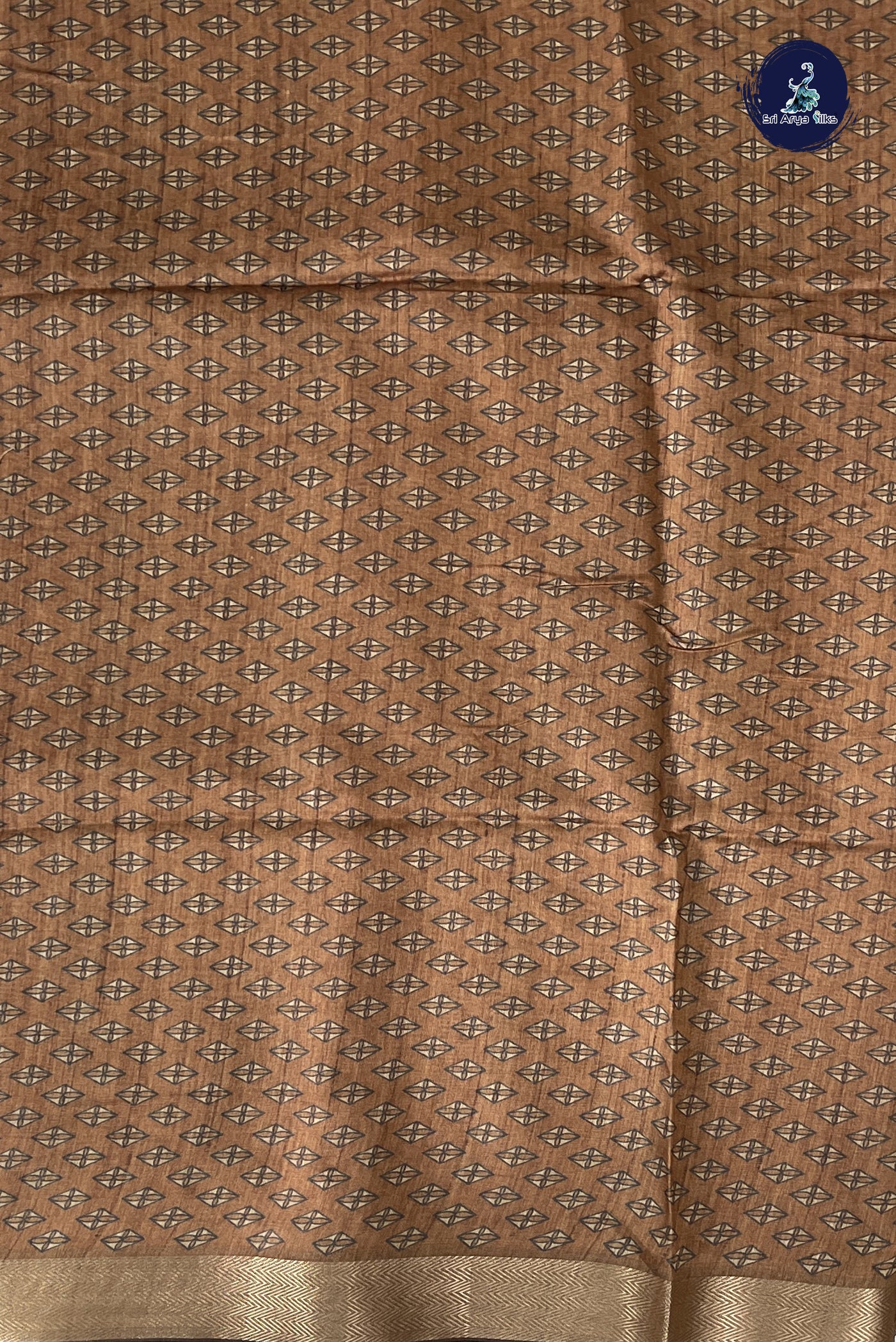 Golden Brown Semi Chanderi Saree With Shibori Print Pattern
