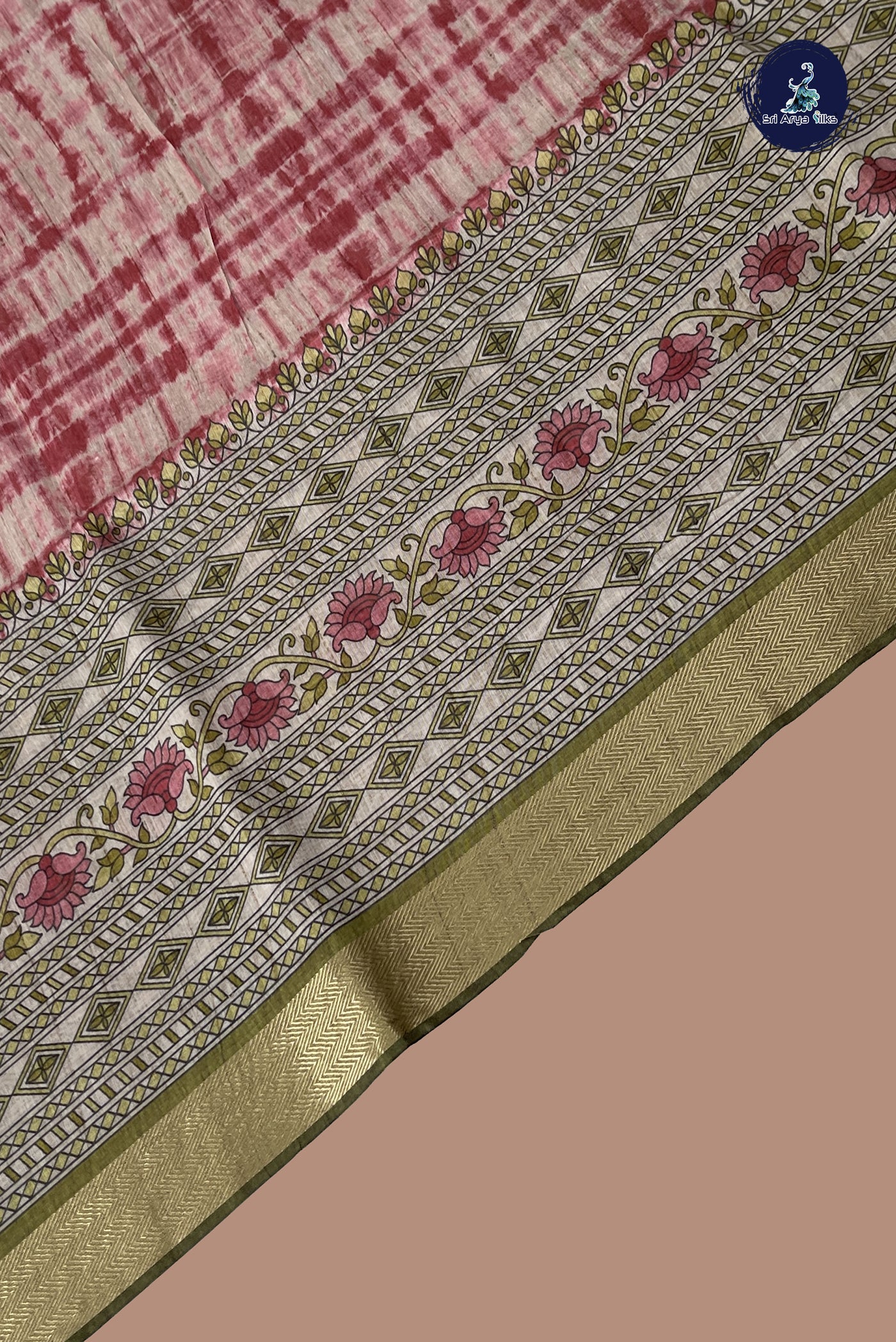 Red Semi Chanderi Saree With Shibori Print Pattern