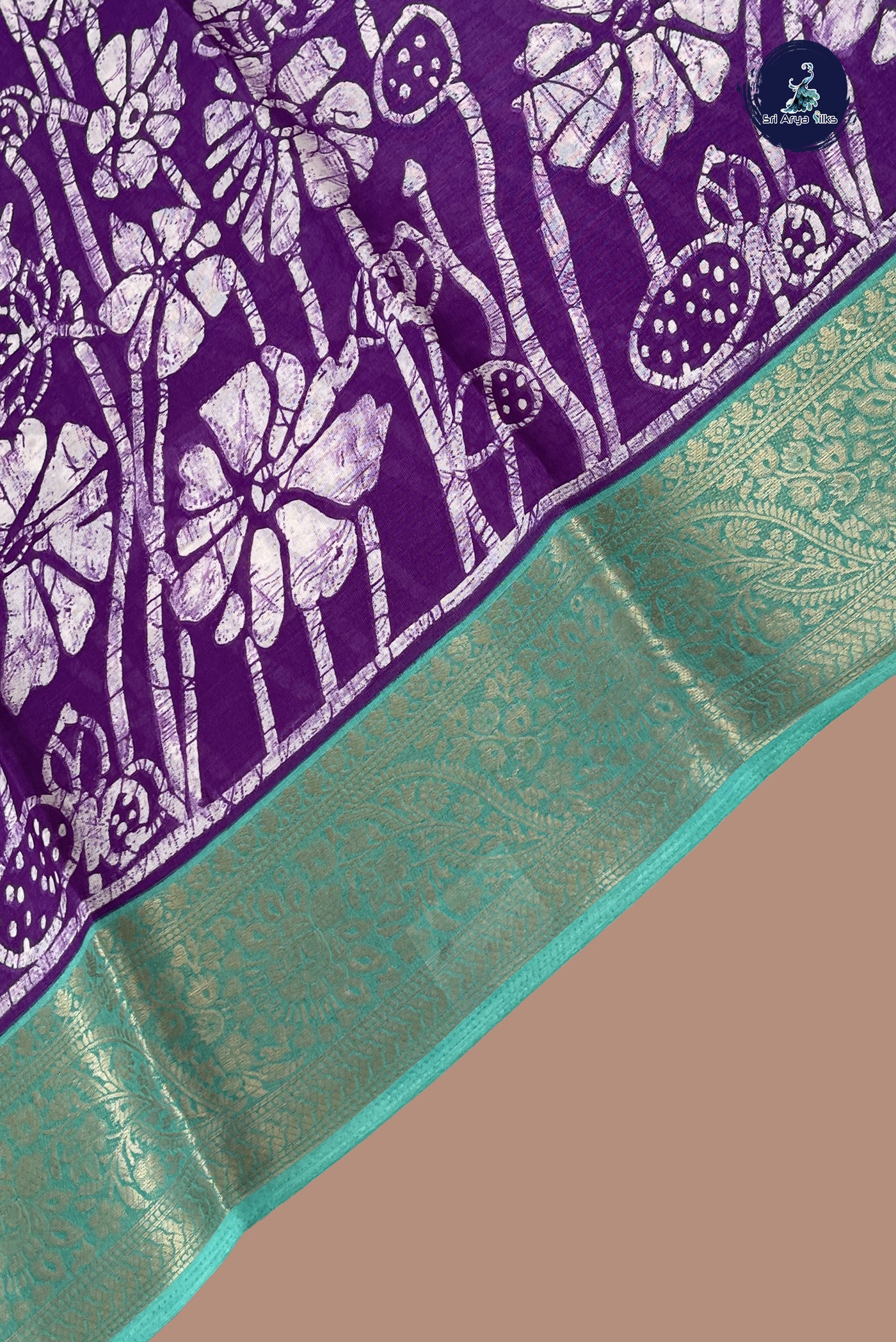 Violet Linen Saree With Printed Pattern