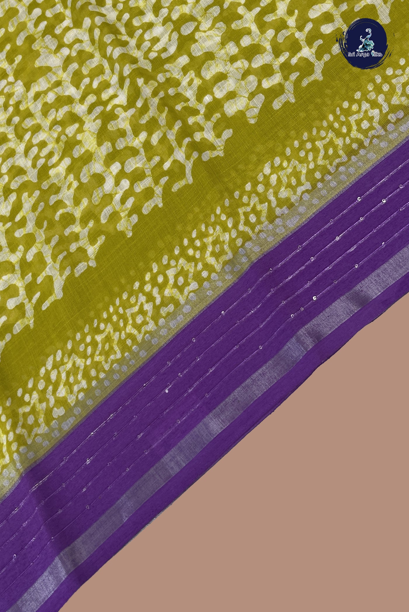 Yellow Linen Saree With Printed Pattern