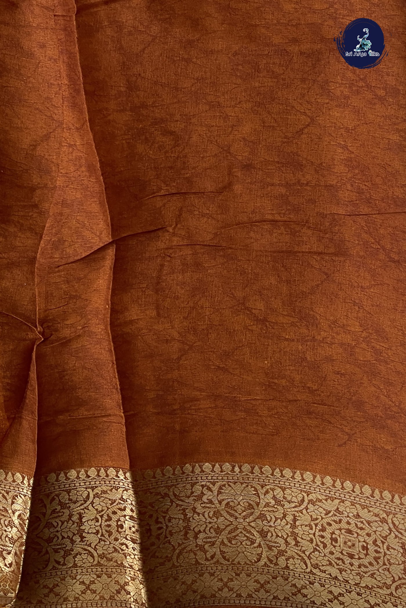Brown Linen Saree With Printed Pattern