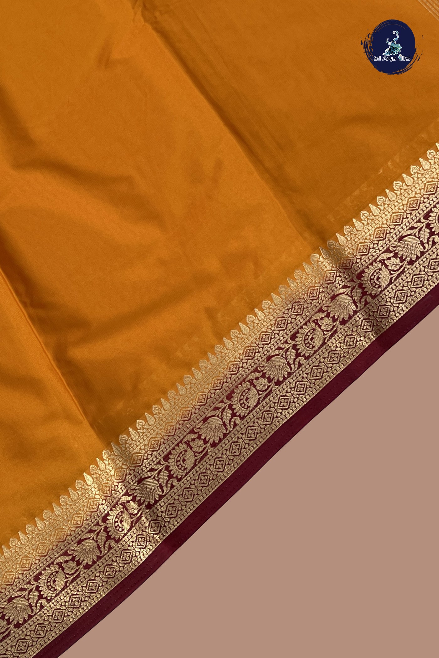 Mustard Yellow Semi Mysore Silk With Plain Pattern