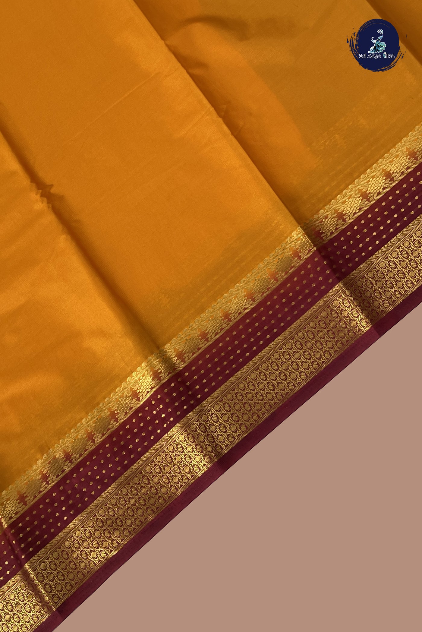Mustard Yellow Semi Mysore Silk With Plain Pattern