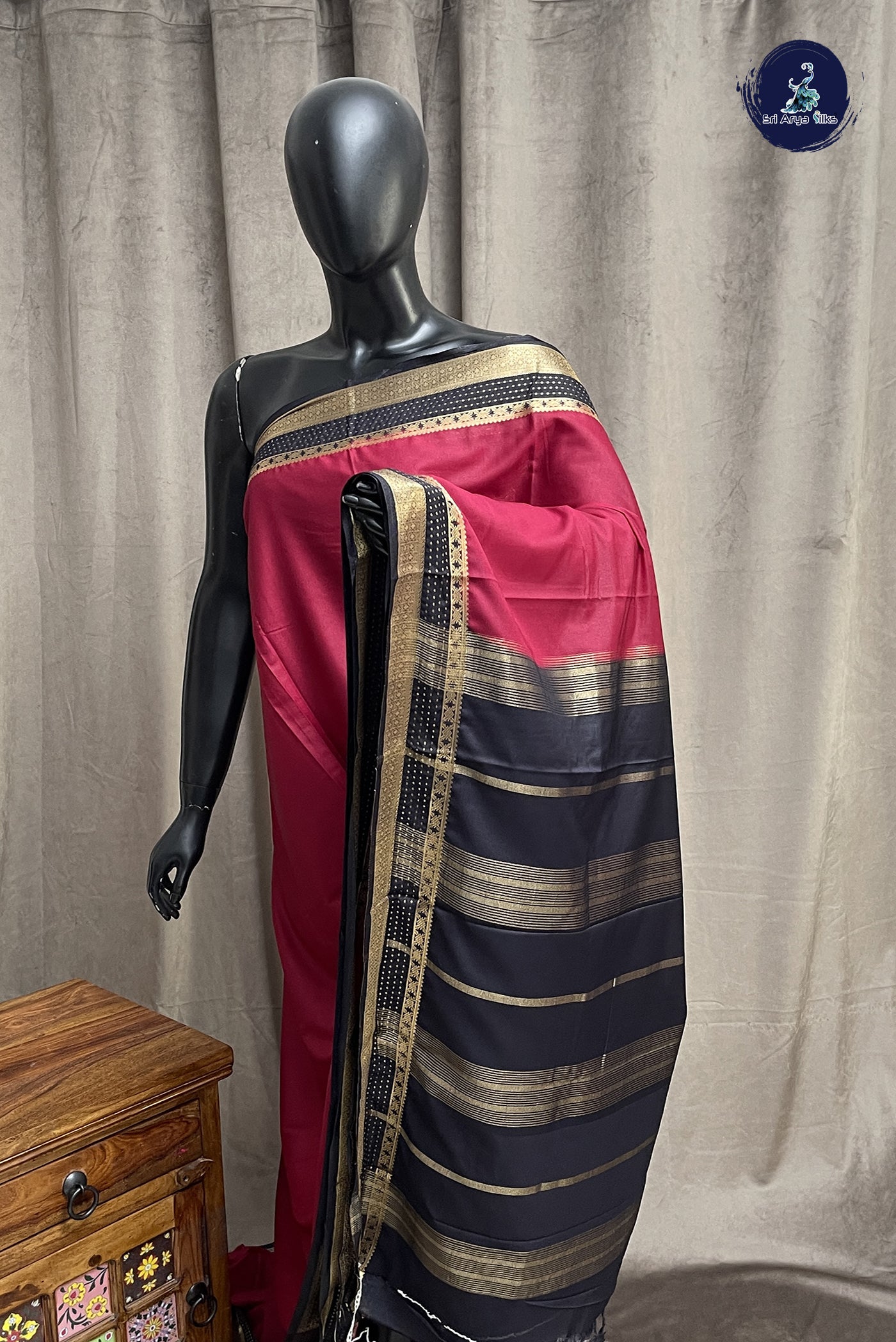Maroon Semi Mysore Silk With Plain Pattern