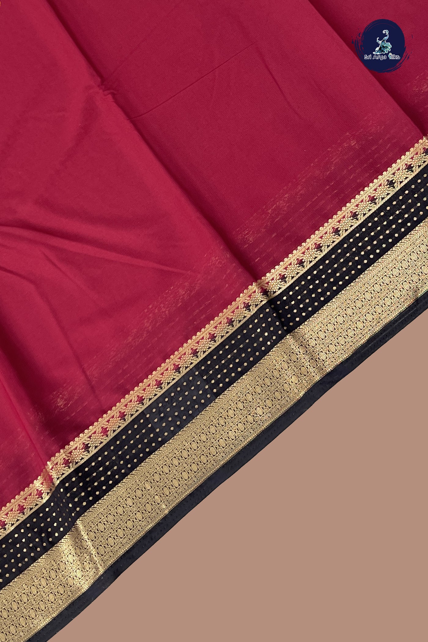 Maroon Semi Mysore Silk With Plain Pattern