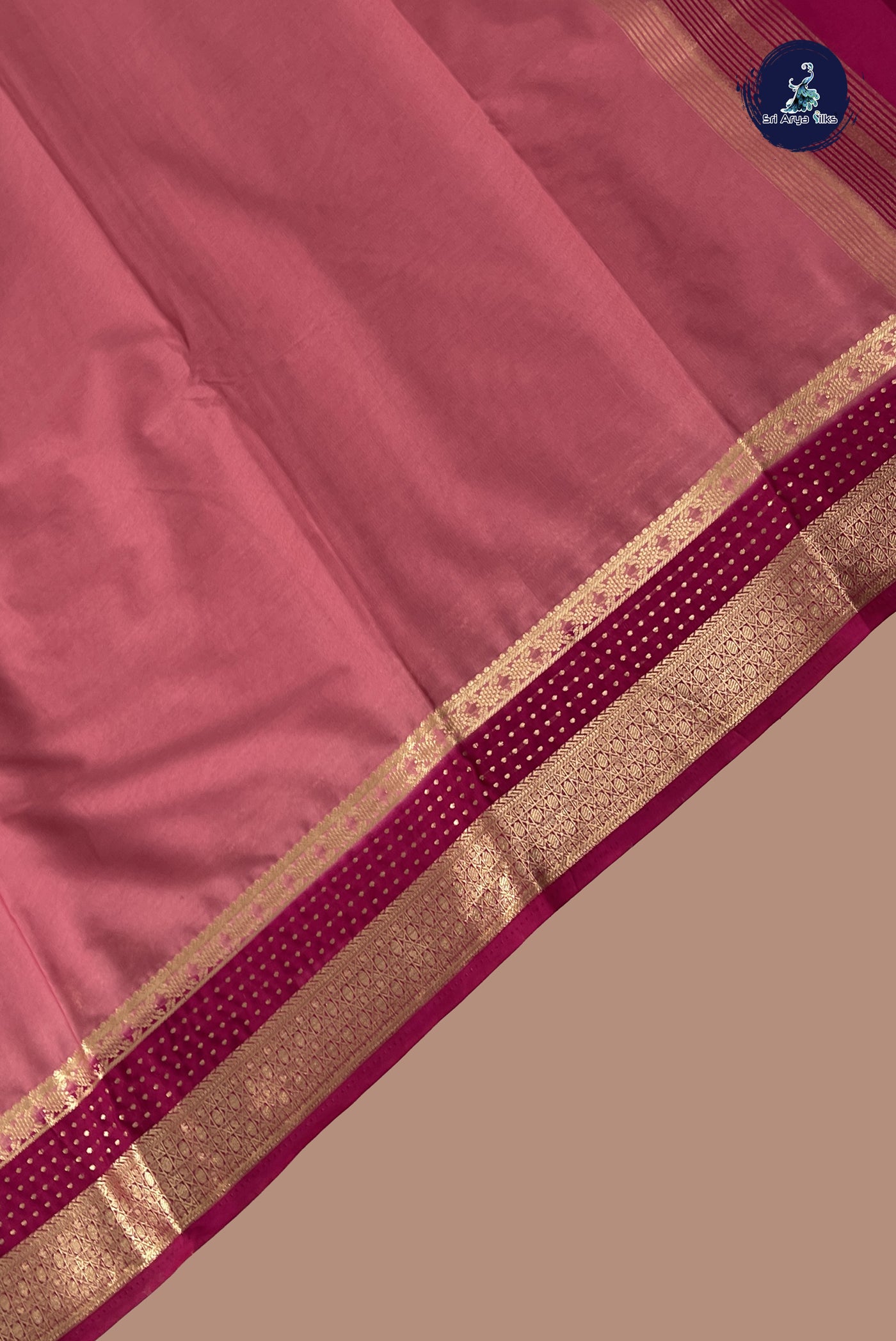 Lotus Pink Semi Mysore Silk With Plain Pattern