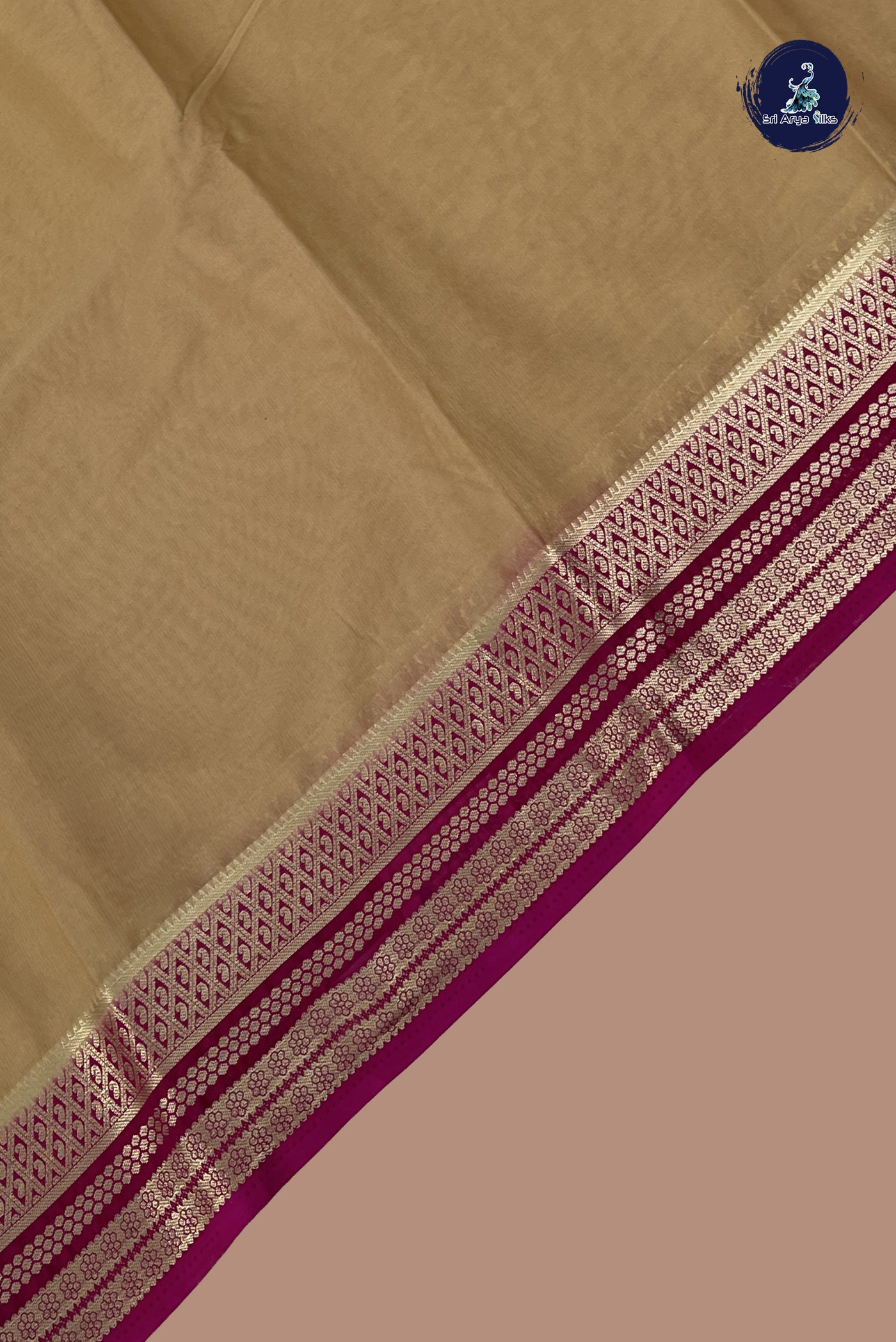 Chikku Shade Semi Mysore Silk With Plain Pattern