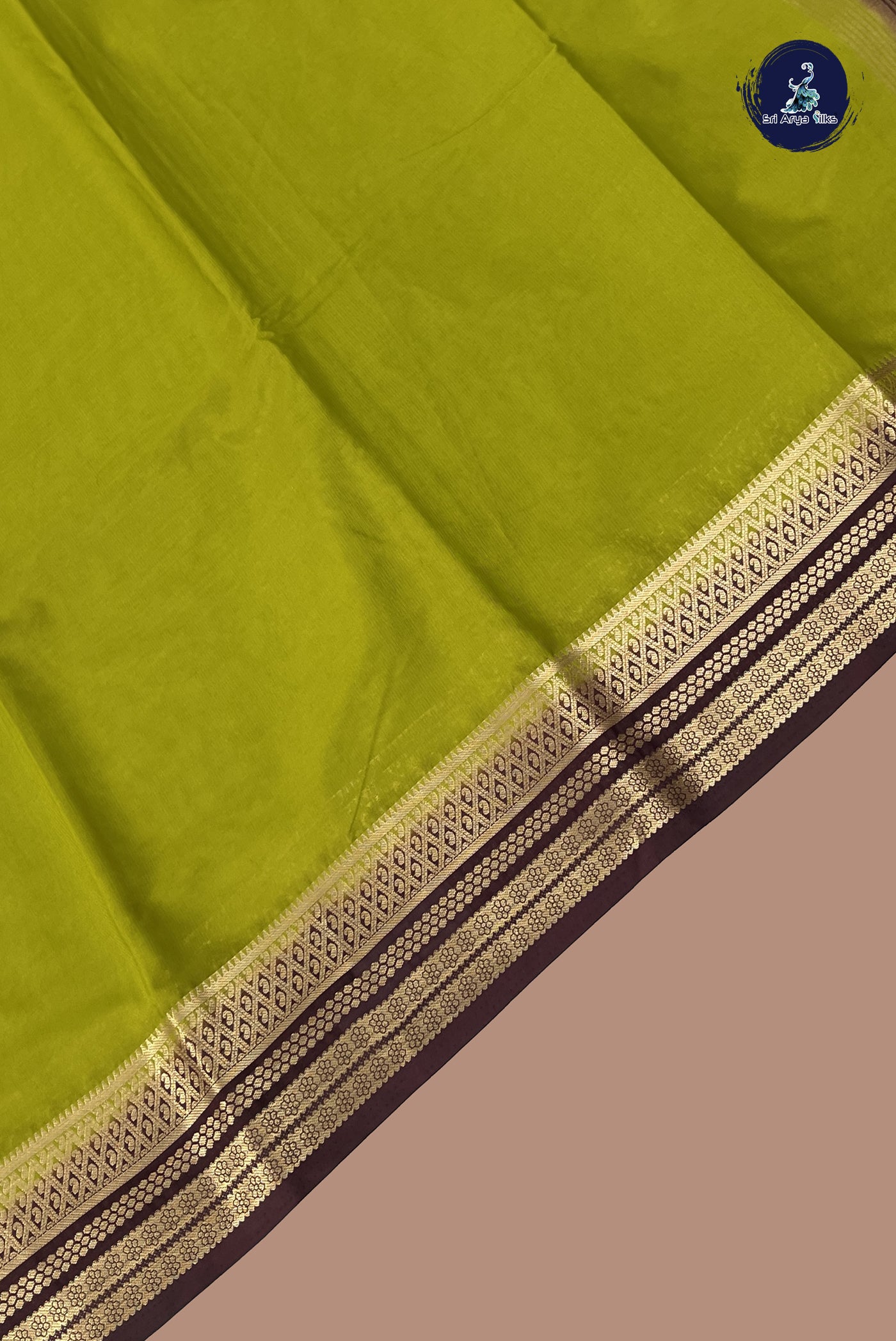 Mehendi Green Semi Mysore Silk With Plain Pattern