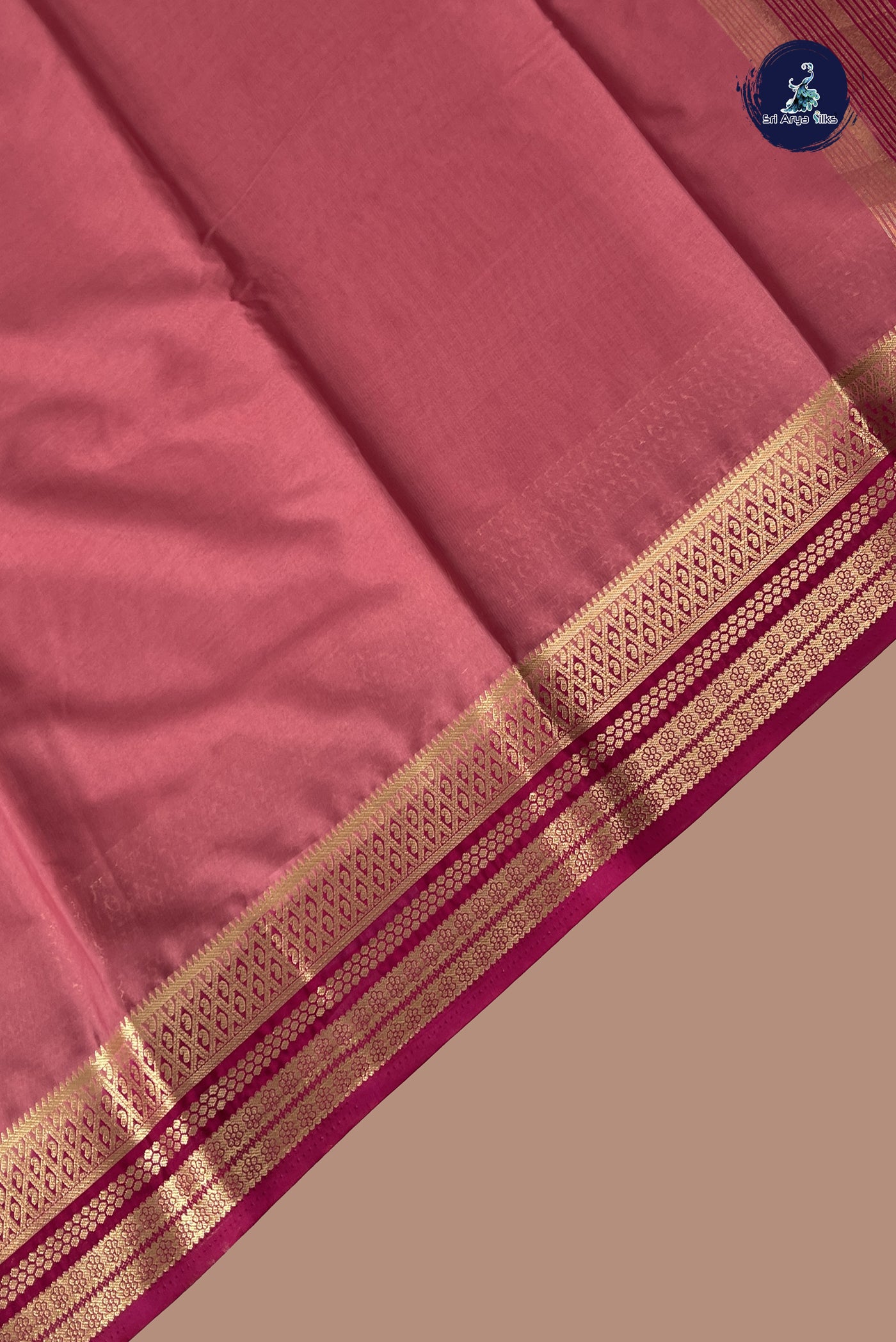 Lotus Pink Semi Mysore Silk With Plain Pattern