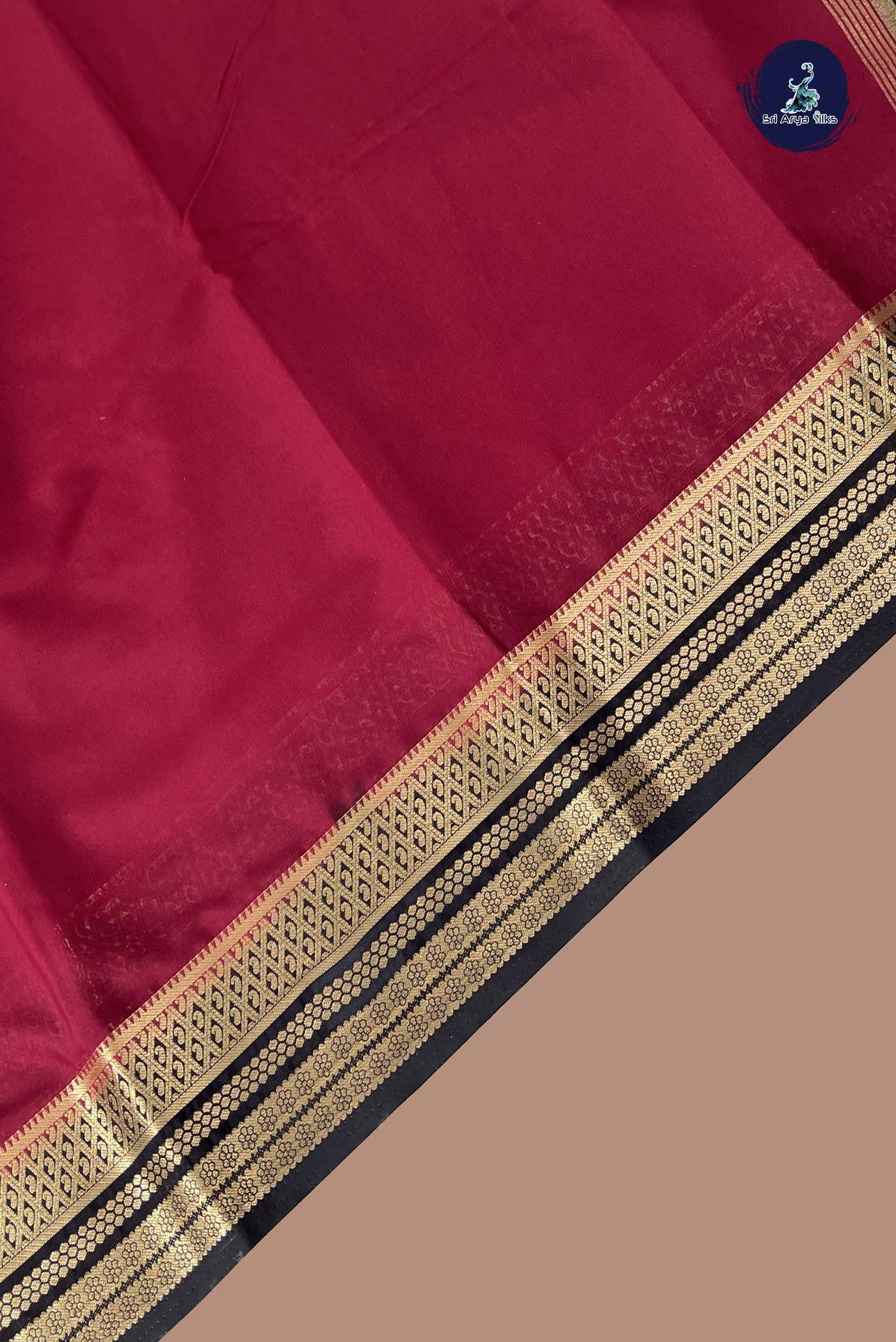 Maroon Semi Mysore Silk With Plain Pattern