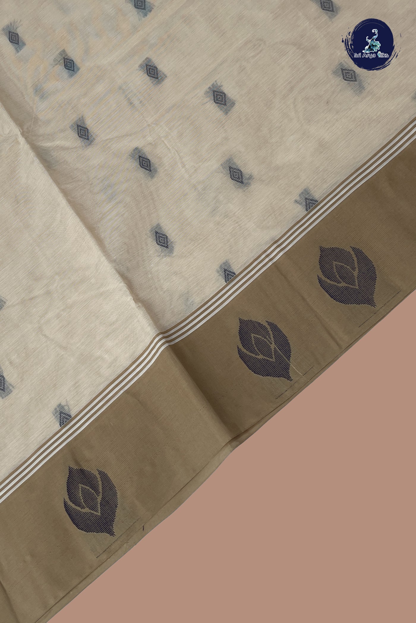 Ivory Cotton Saree With Buttas Pattern