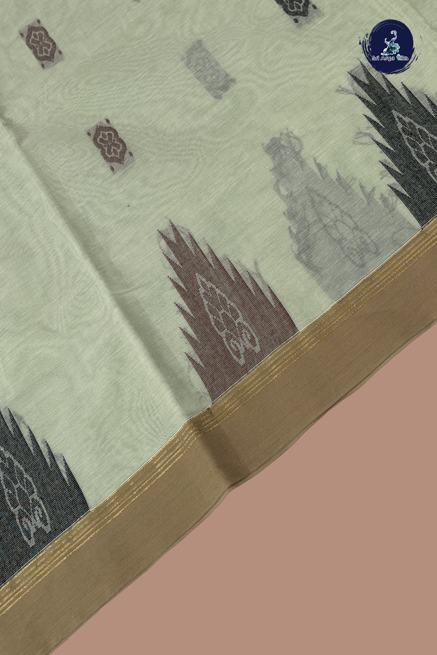 Pastel Green Cotton Saree With Buttas Pattern