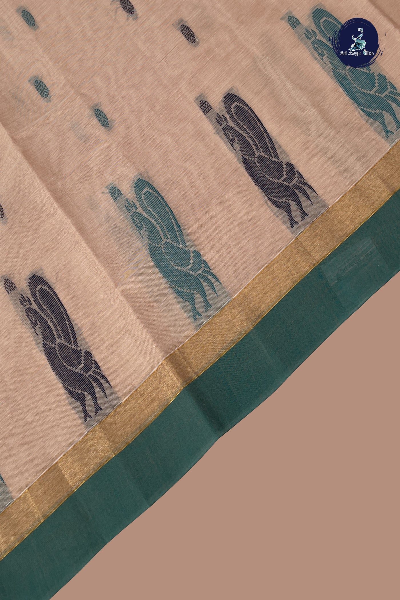 Peach Cotton Saree With Buttas Pattern