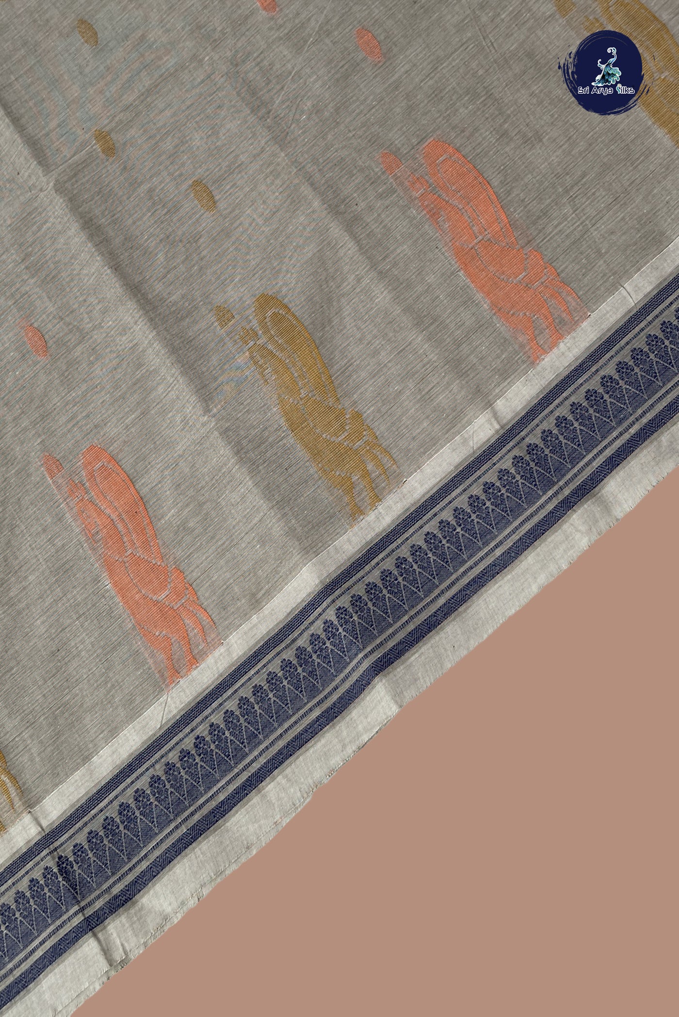 Grey Cotton Saree With Buttas Pattern