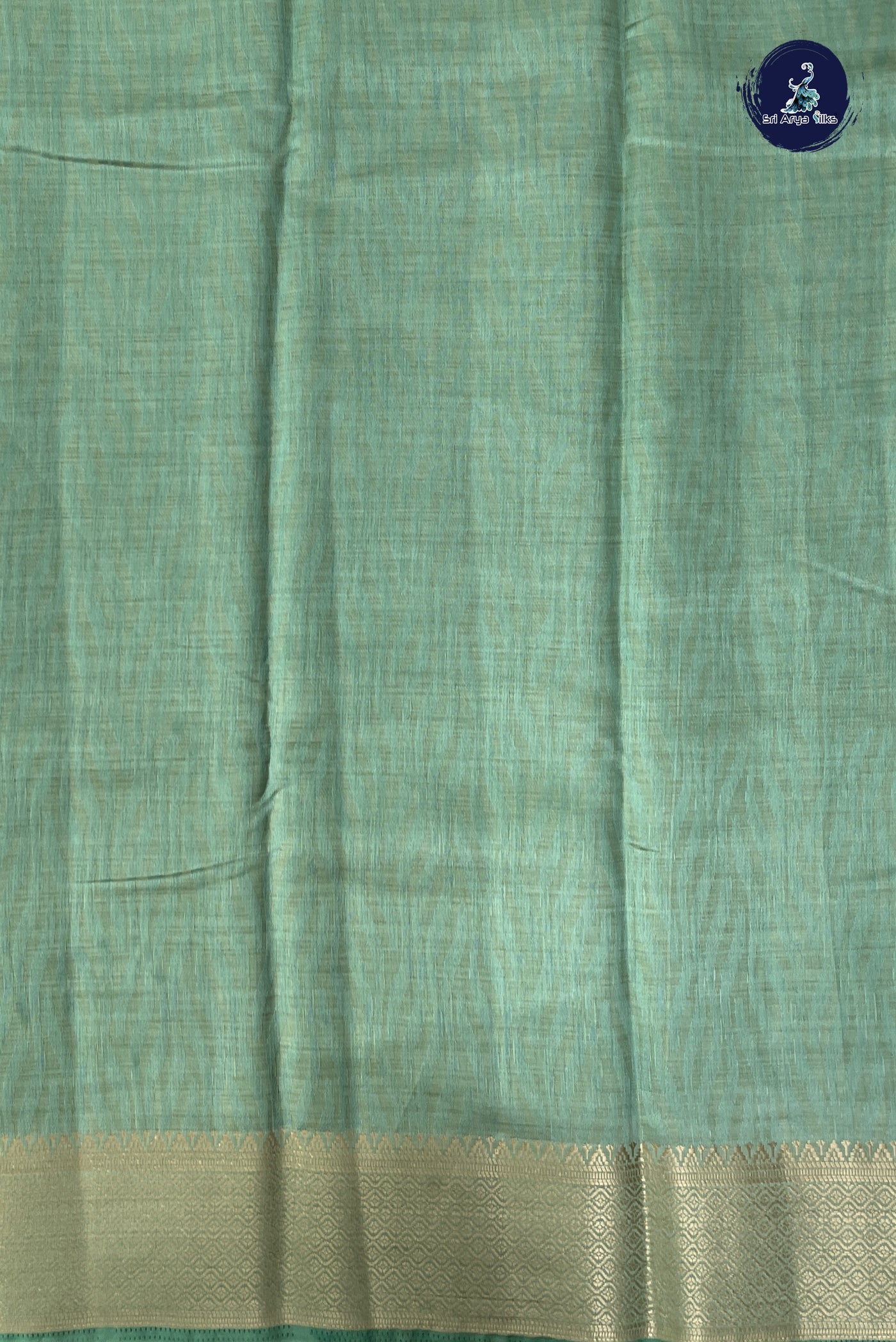 Pastel Green Semi Tussar Saree With Embossed Pattern
