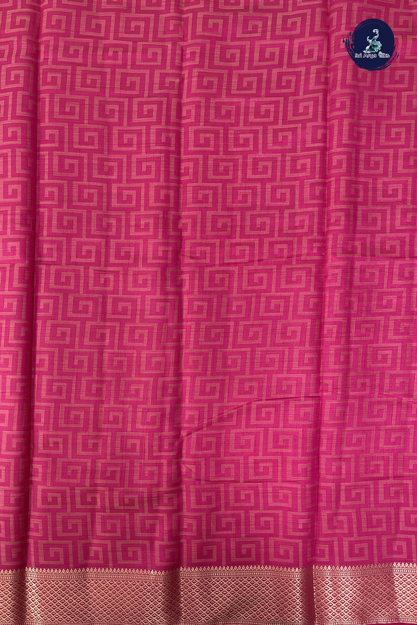 Dark Pink Semi Tussar Saree With Embossed Pattern