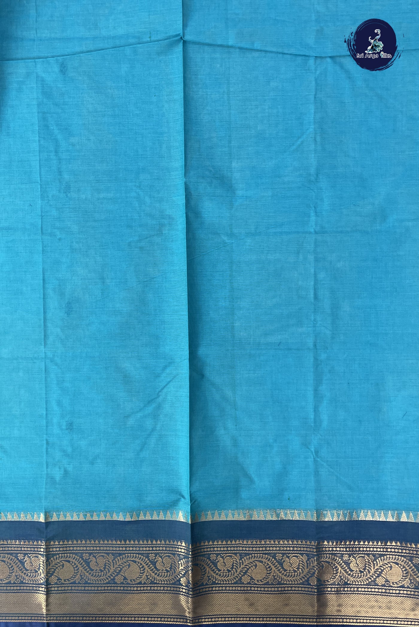 Blue Chettinad Cotton Saree With Buttas Pattern
