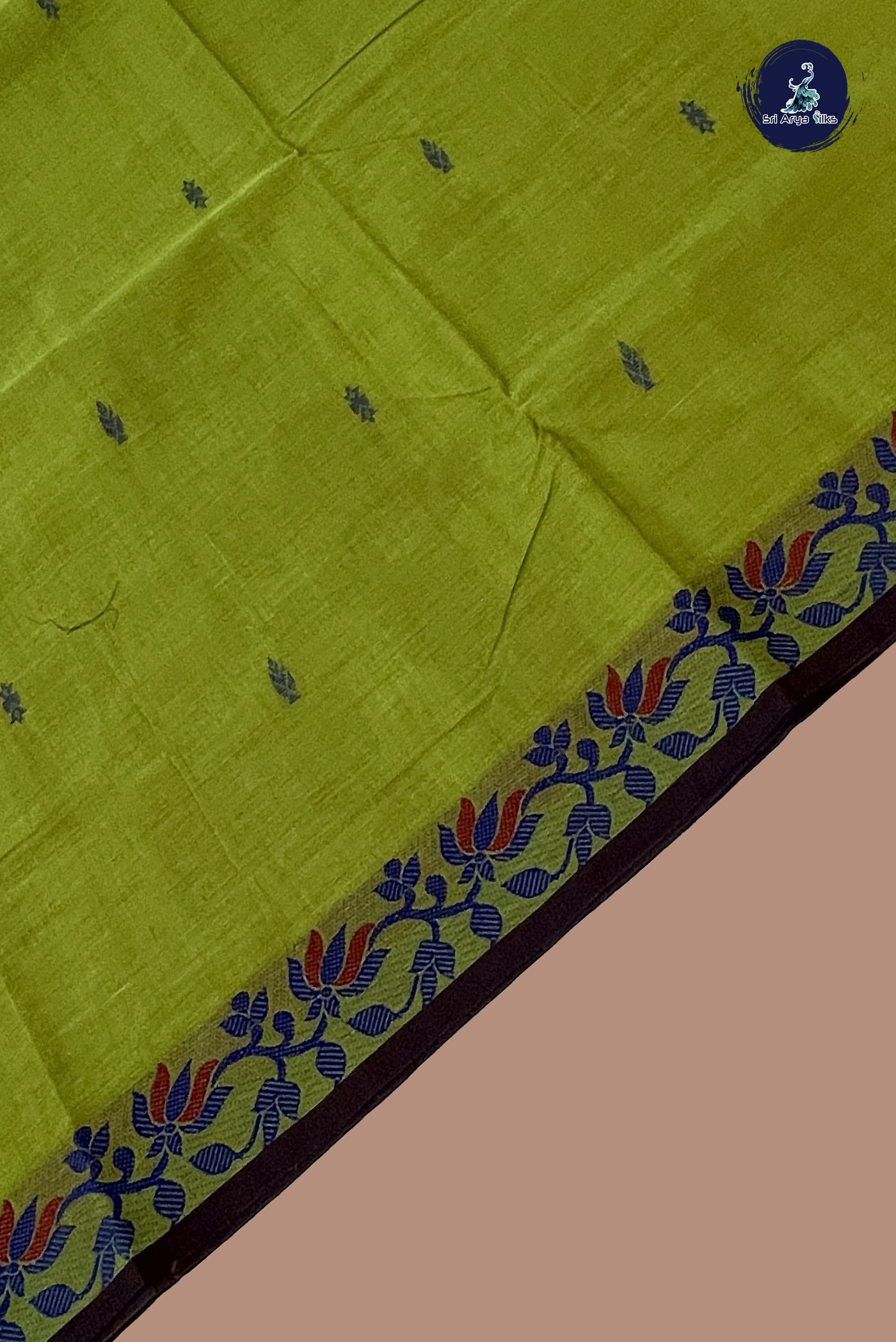 Dual Tone Green Chettinad Cotton Saree With Buttas Pattern