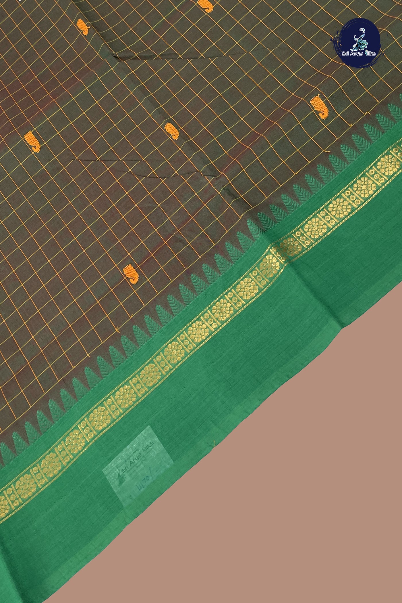 Manthulir Chettinad Cotton Saree With Checked Pattern