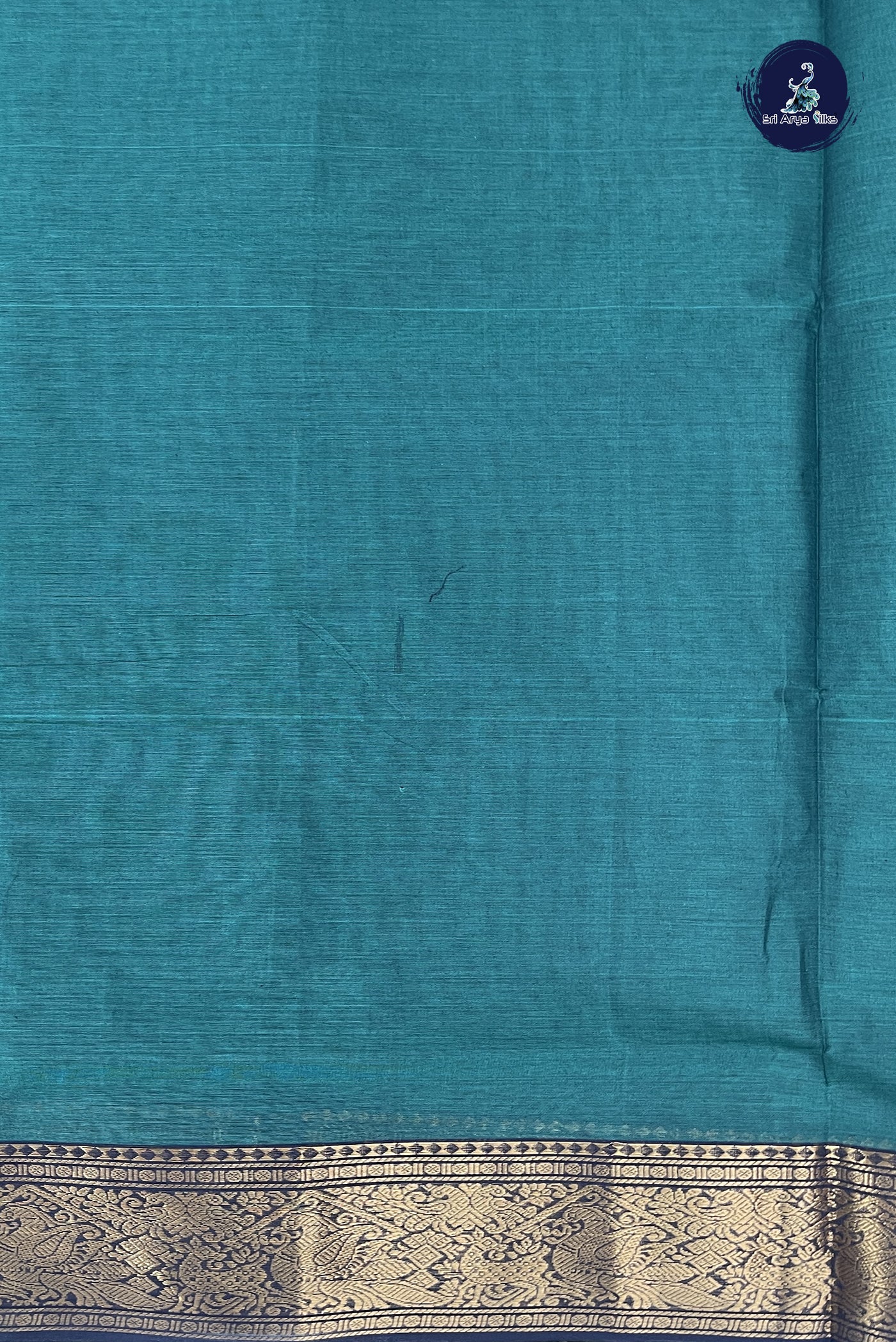 Peacock Green Chettinad Cotton Saree With Buttas Pattern