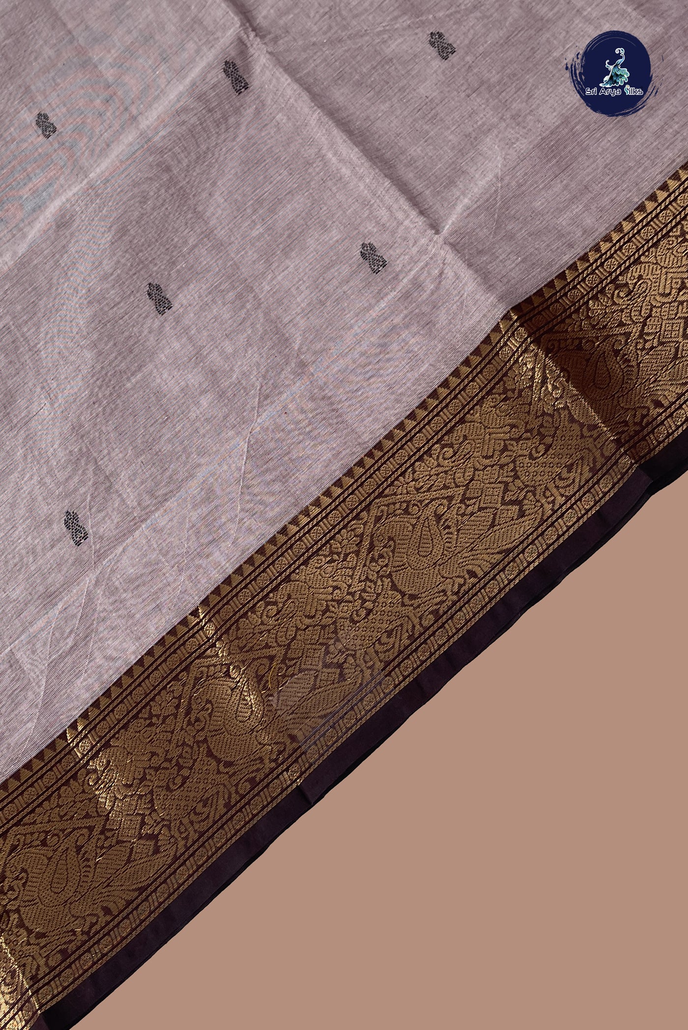 Pastel Shade Chettinad Cotton Saree With Buttas Pattern