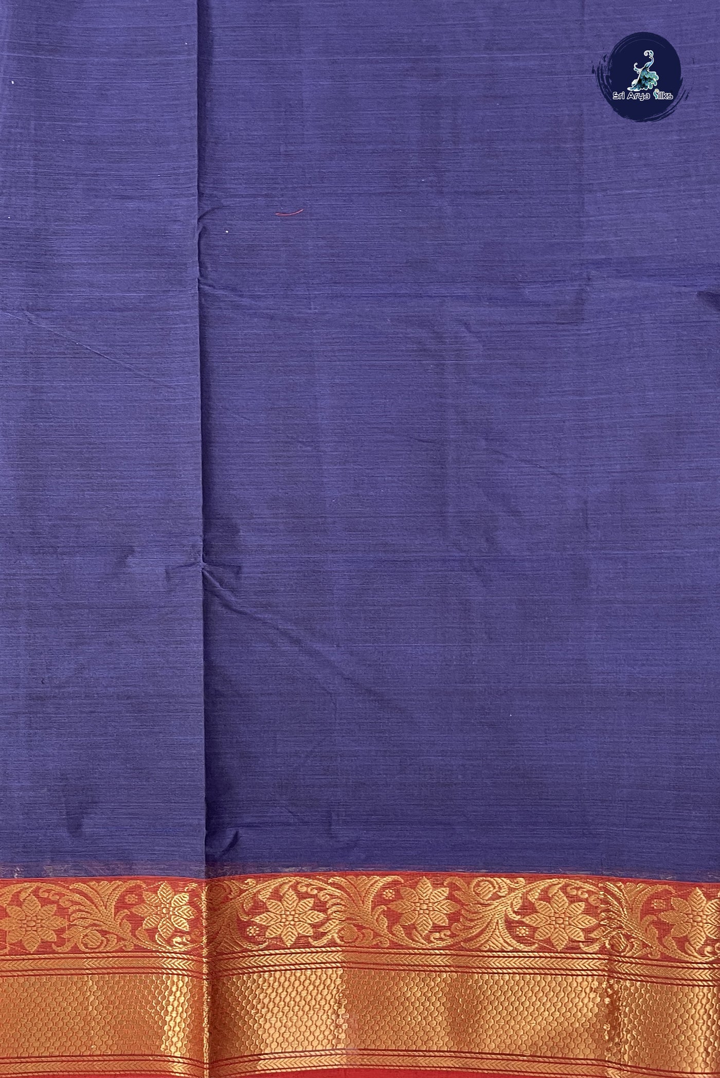 Navy Blue Chettinad Cotton Saree With Buttas Pattern