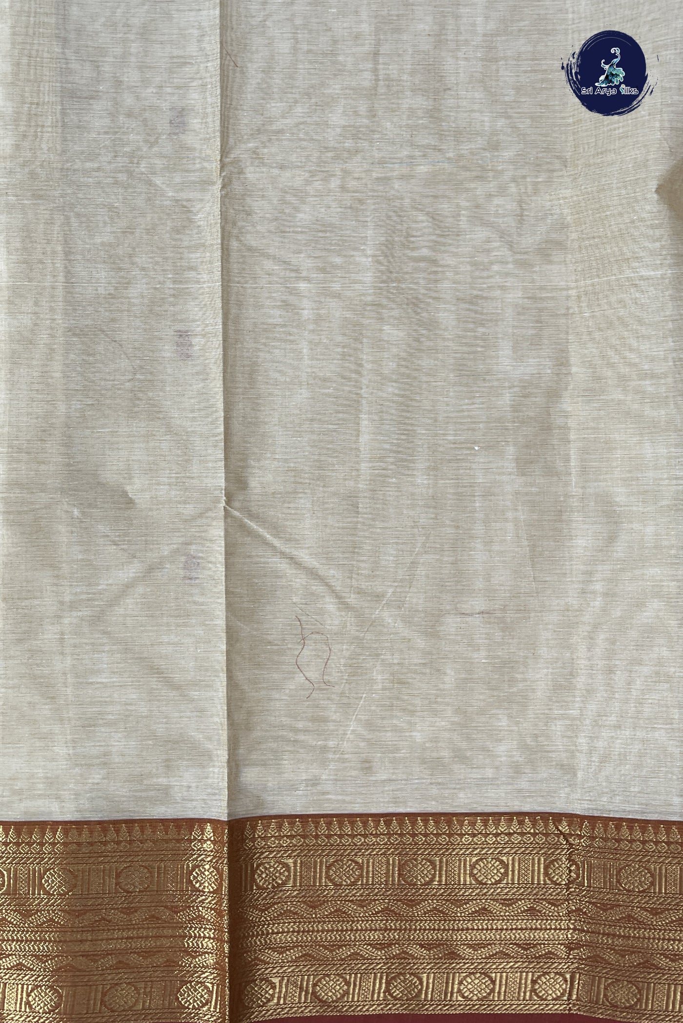 Beige Chettinad Cotton Saree With Buttas Pattern