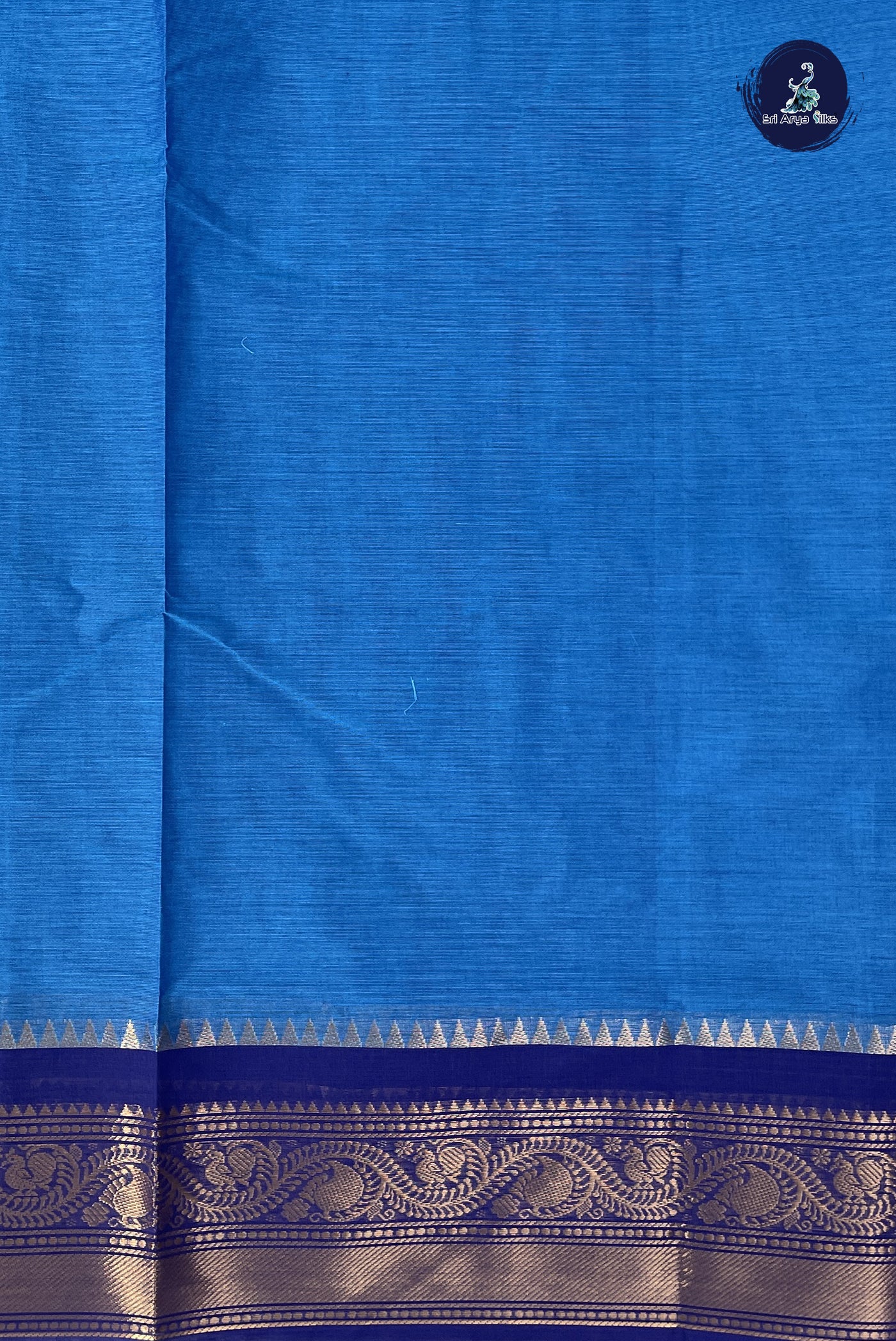 Blue Chettinad Cotton Saree With Buttas Pattern