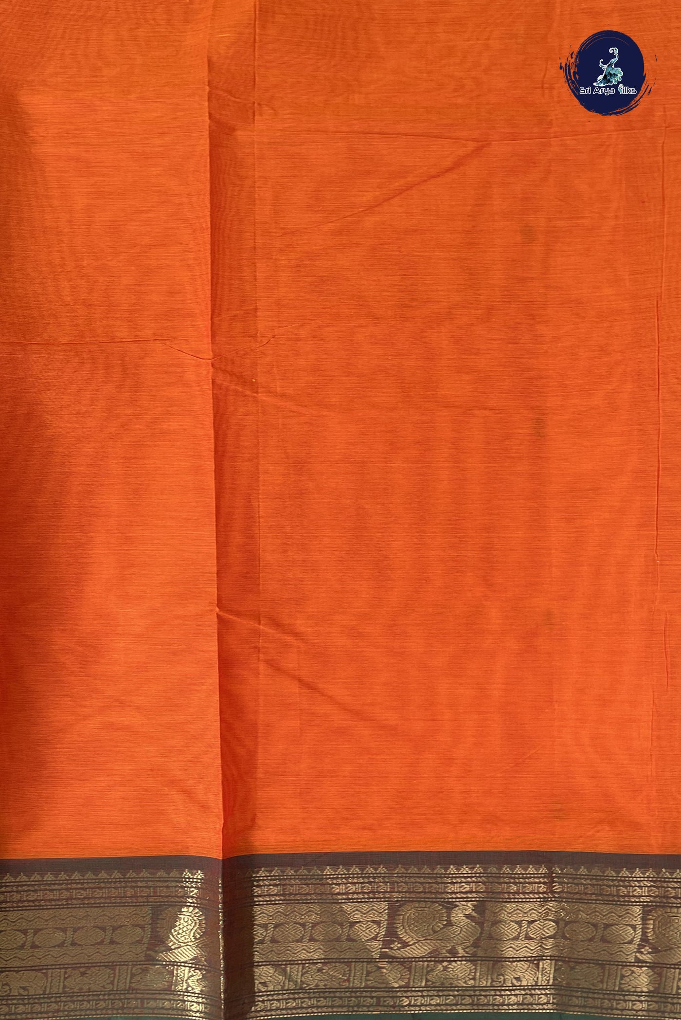 Orange Chettinad Cotton Saree With Buttas Pattern