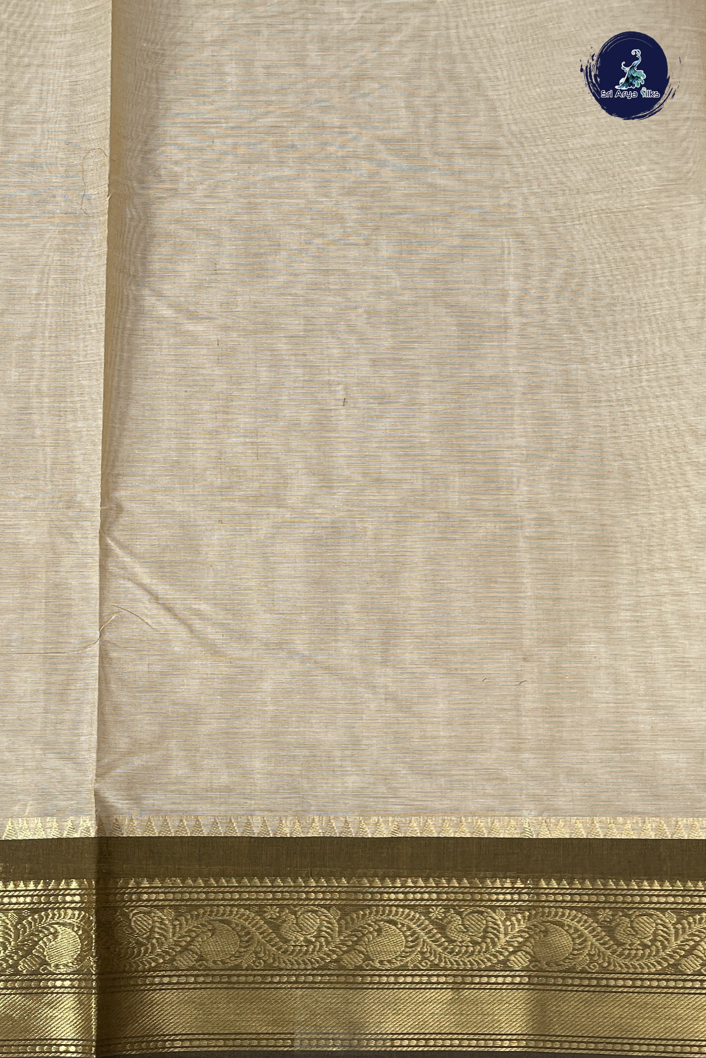 Beige Chettinad Cotton Saree With Buttas Pattern