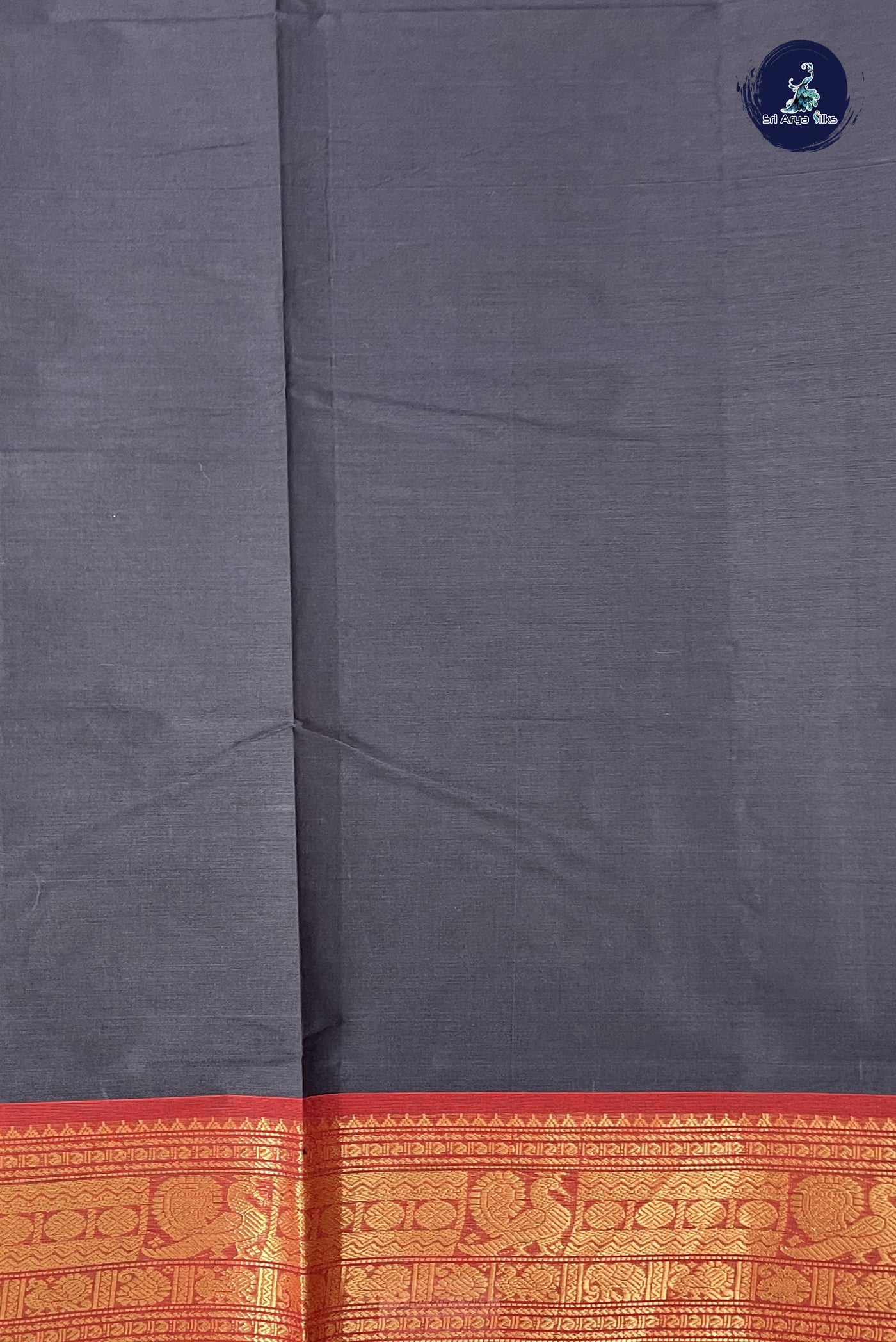 Dark Blue Chettinad Cotton Saree With Buttas Pattern