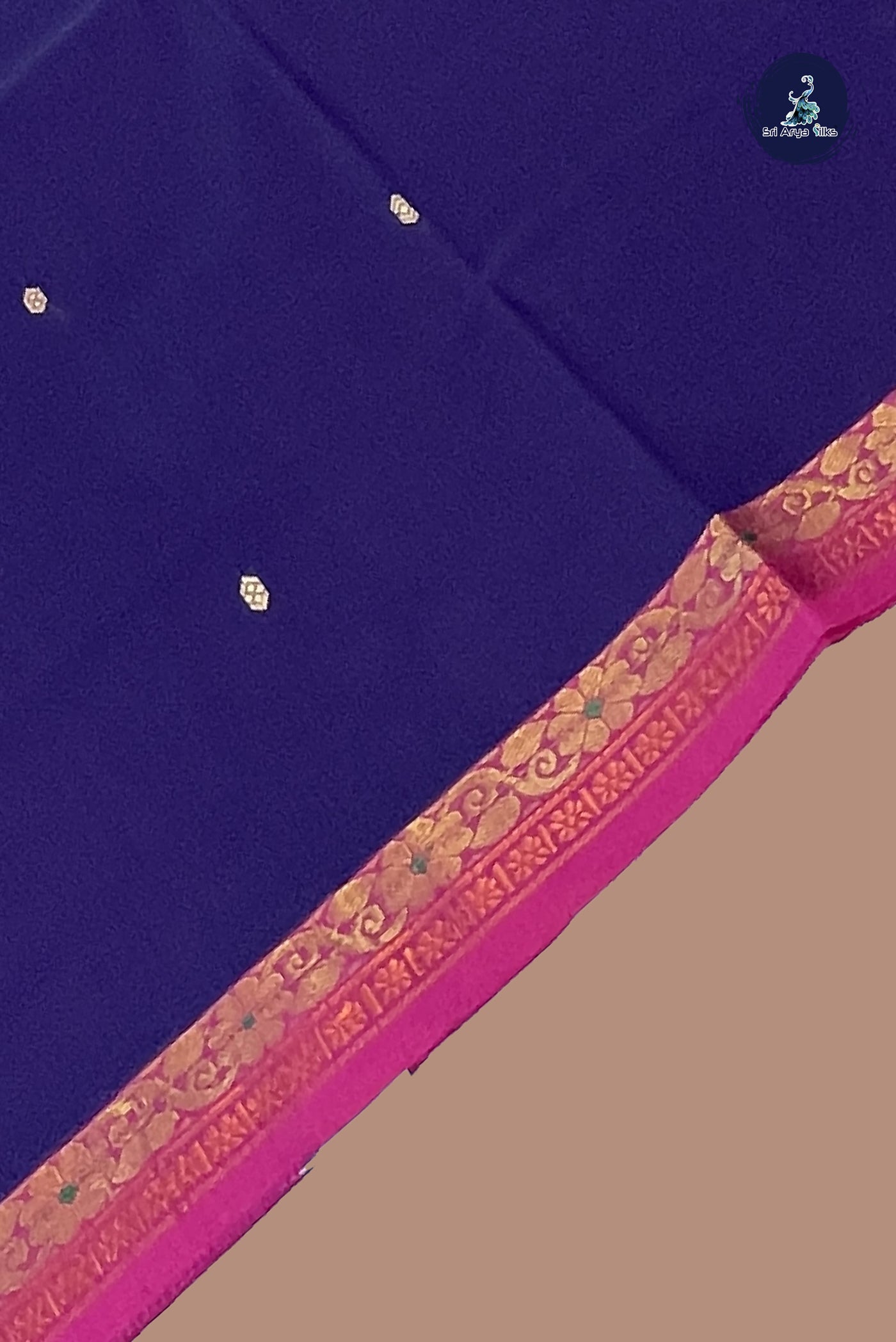 Dark Violet Chettinad Cotton Saree With Buttas Pattern