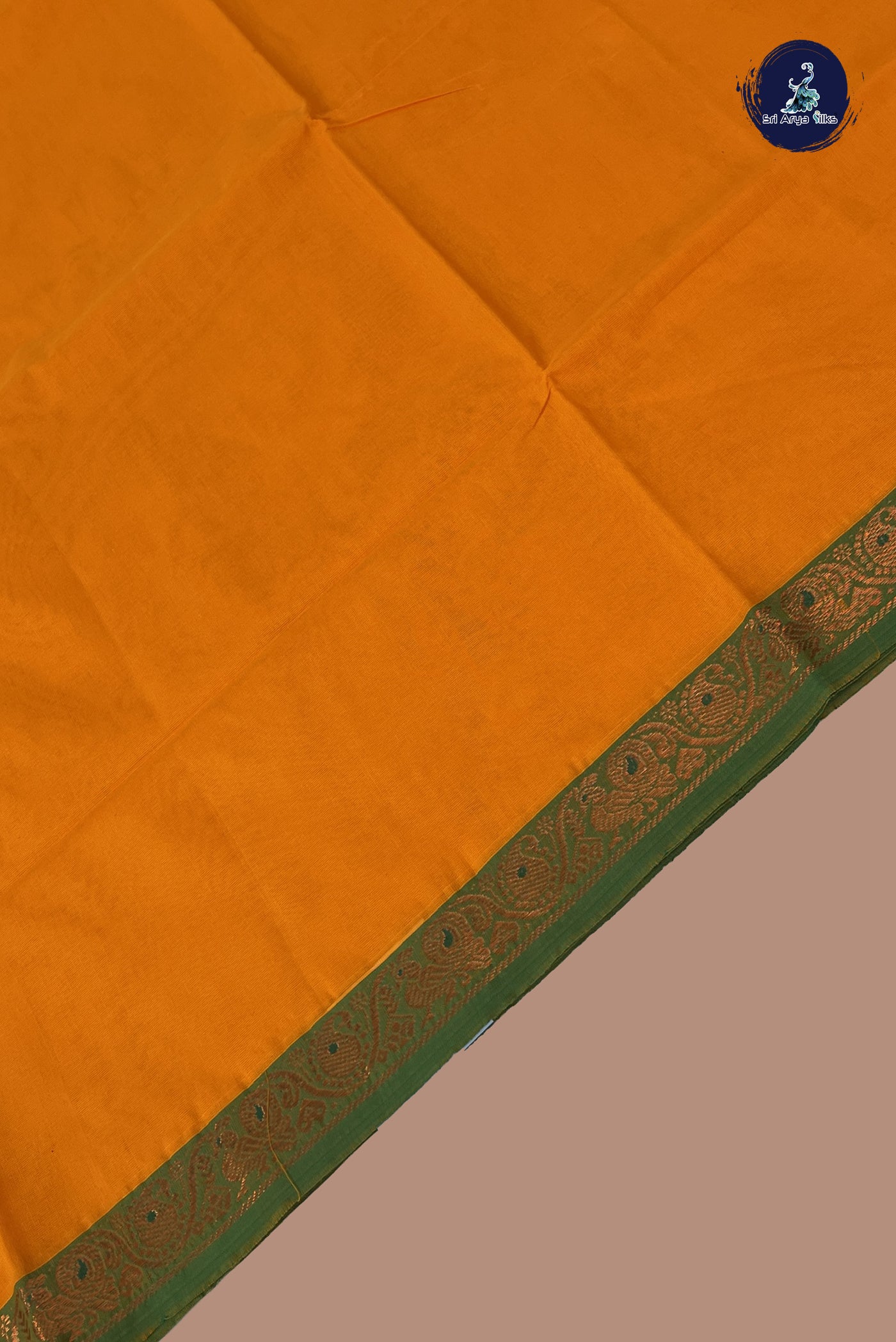 Yellow Chettinad Cotton Saree With Plain Pattern