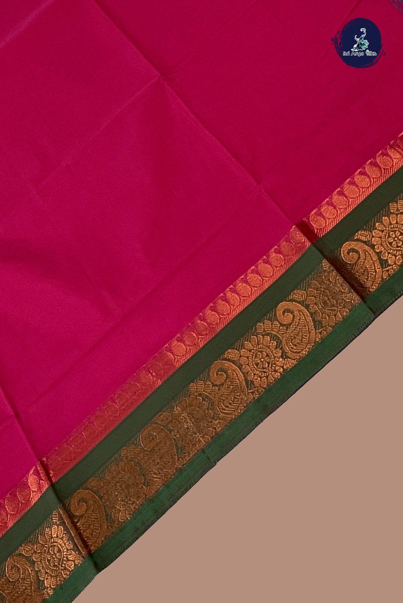 Pink Chettinad Cotton Saree With Plain Pattern