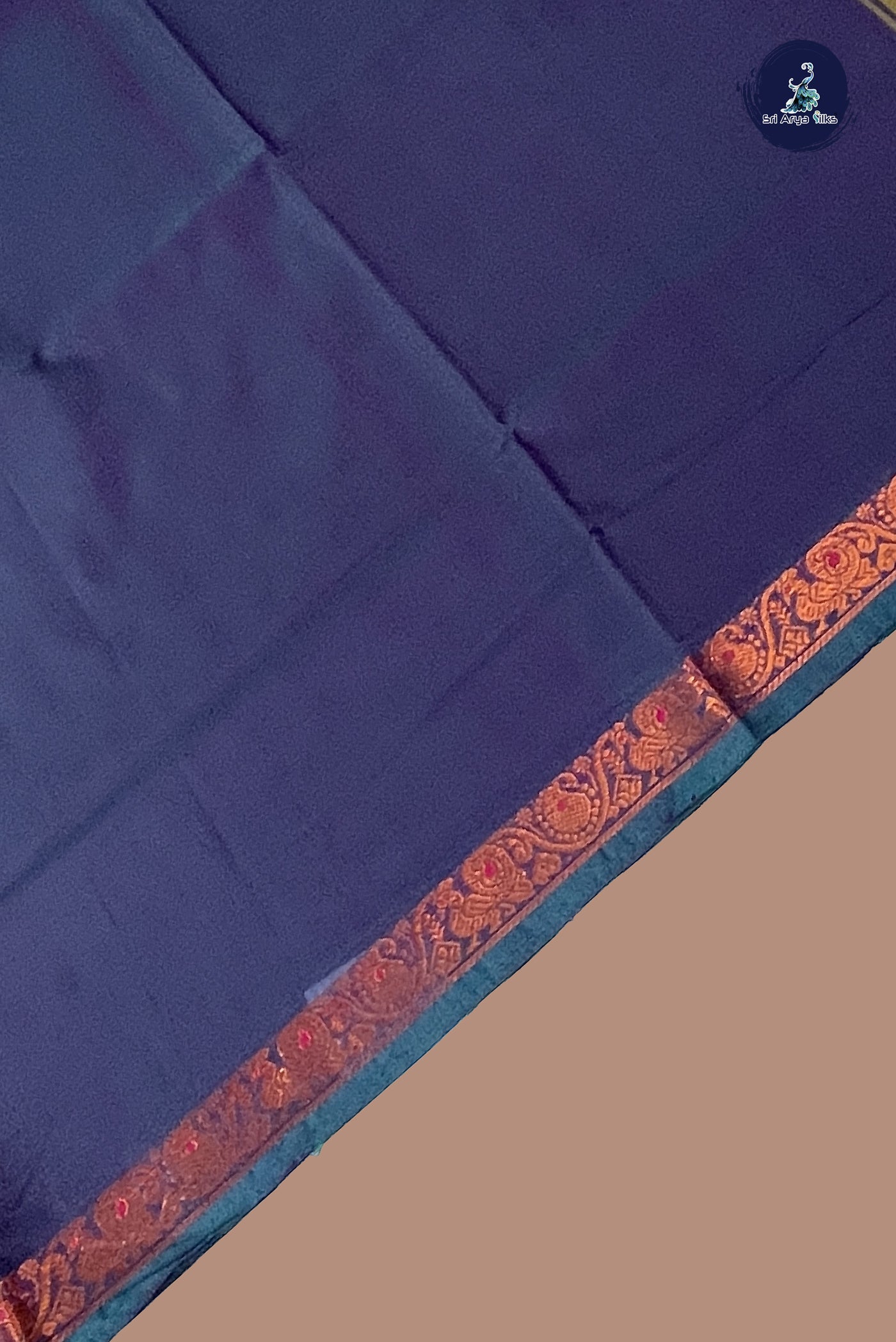 Dual Tone Purple Chettinad Cotton Saree With Plain Pattern