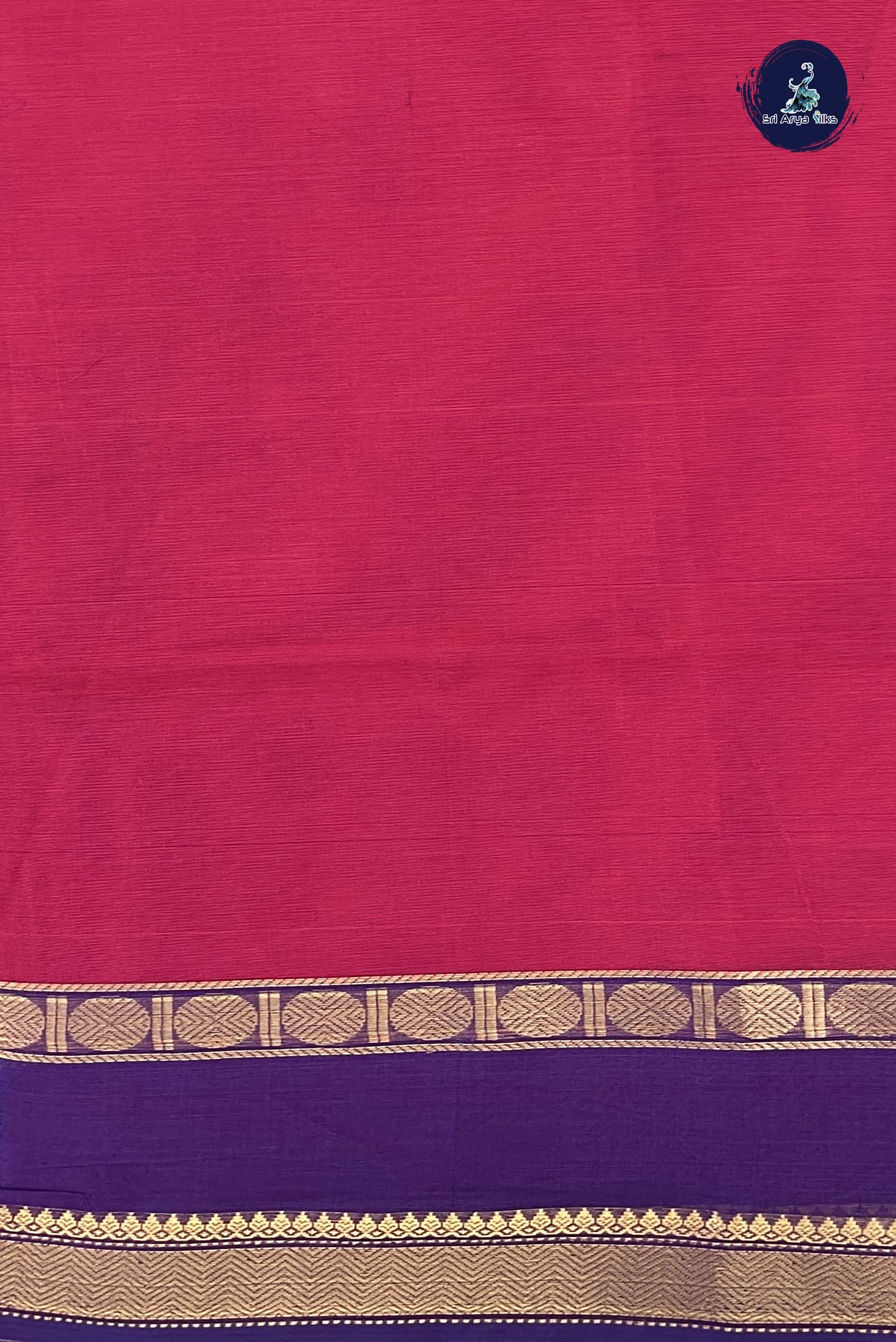 Reddish Pink Kanchi Cotton Saree With Embroidery Pattern