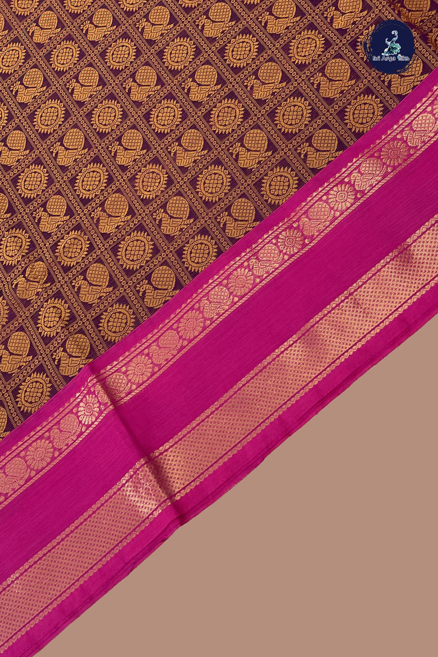 Dual Tone Purple Kanchi Cotton Saree With Embroidery Pattern