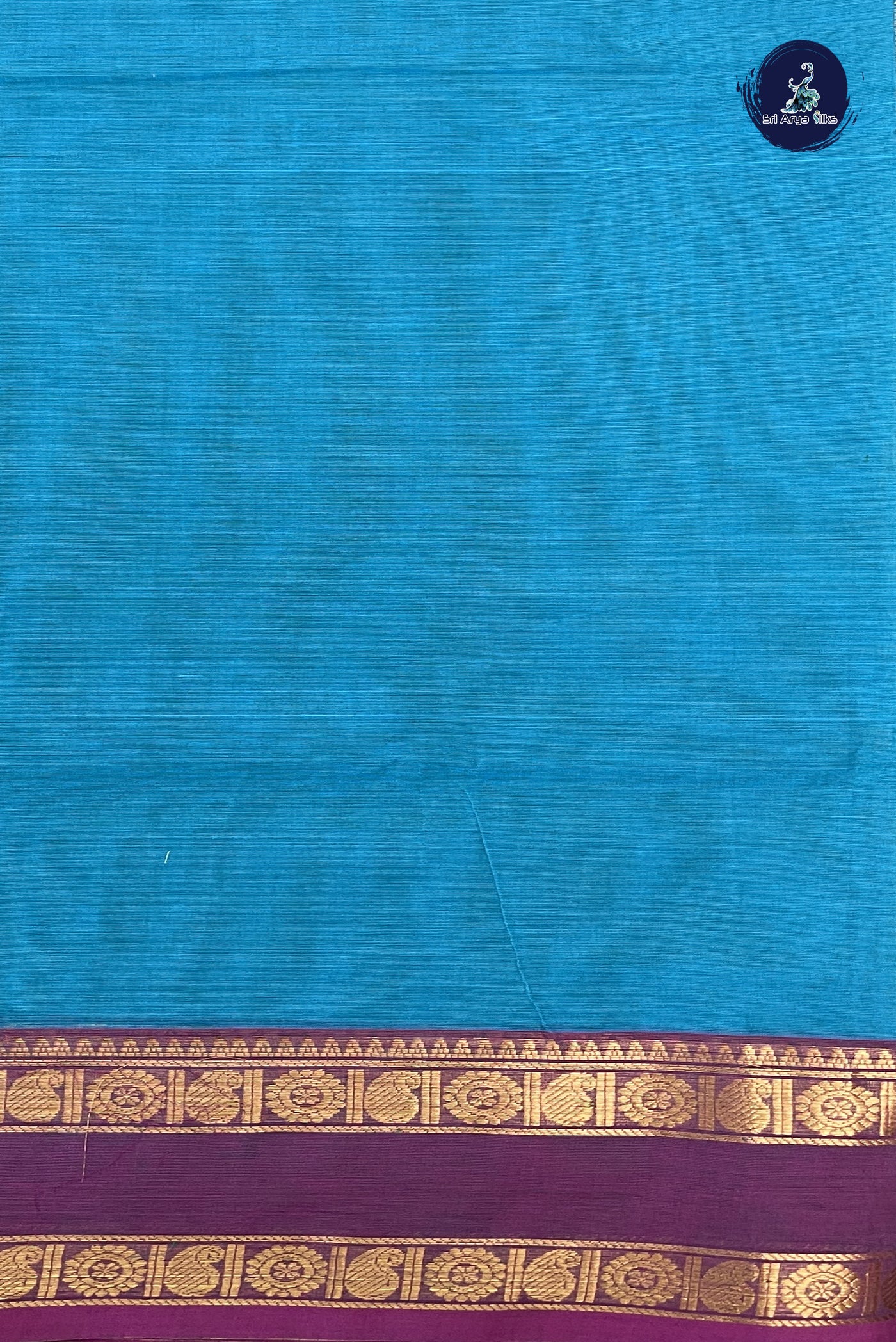 Light Blue Kanchi Cotton Saree With Embroidery Pattern