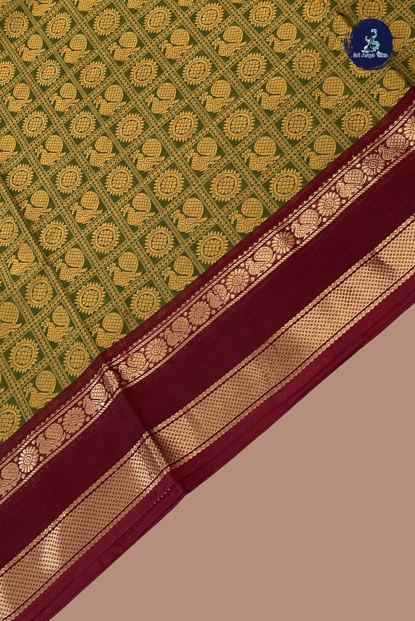 Mehendi Green Kanchi Cotton Saree With Embroidery Pattern