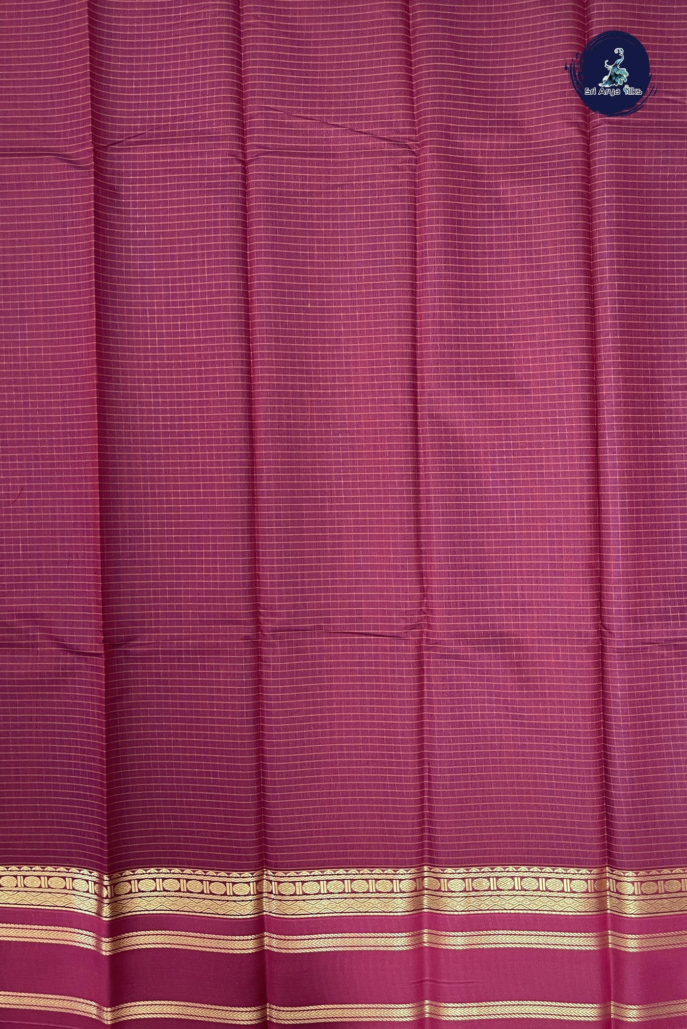 Dark Violet Budget Semi Silk Cotton Saree With Checked Pattern