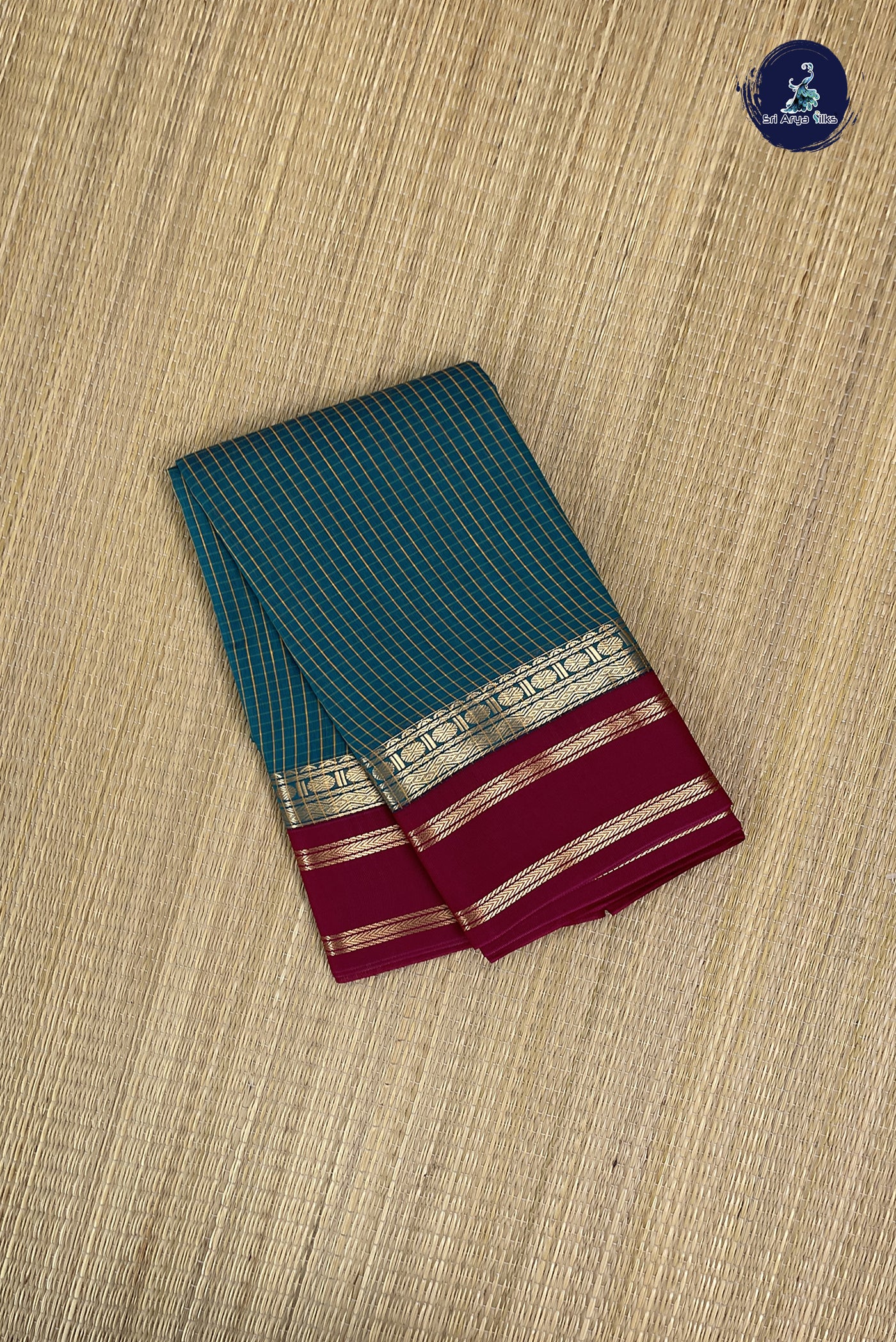 Green Budget Semi Silk Cotton Saree With Checked Pattern