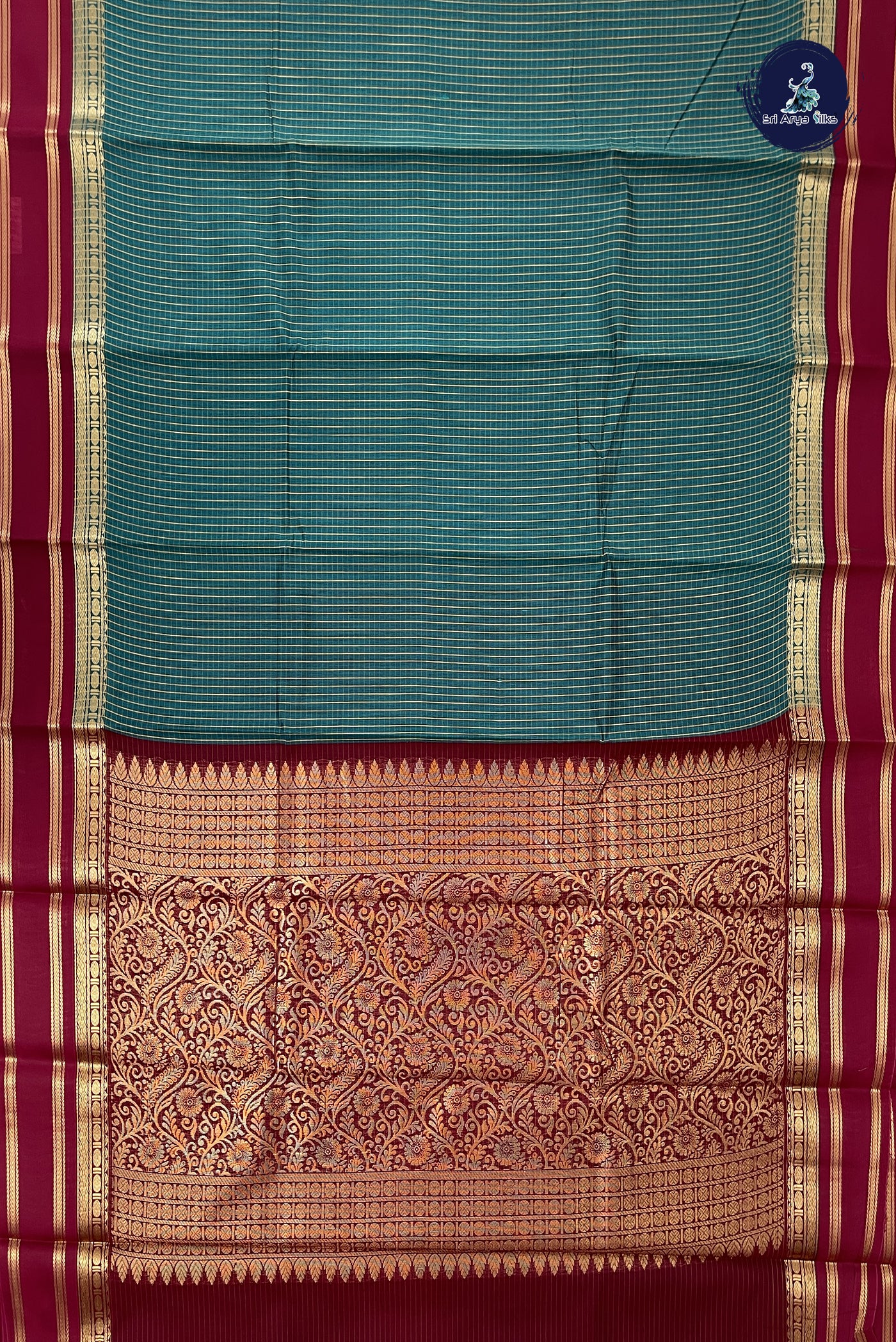 Green Budget Semi Silk Cotton Saree With Checked Pattern