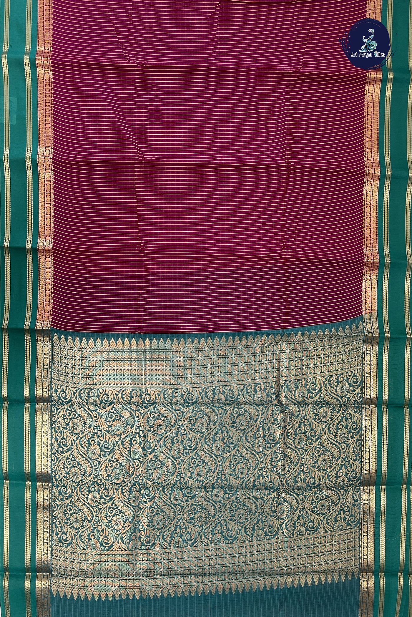 Magenta Purple Budget Semi Silk Cotton Saree With Checked Pattern