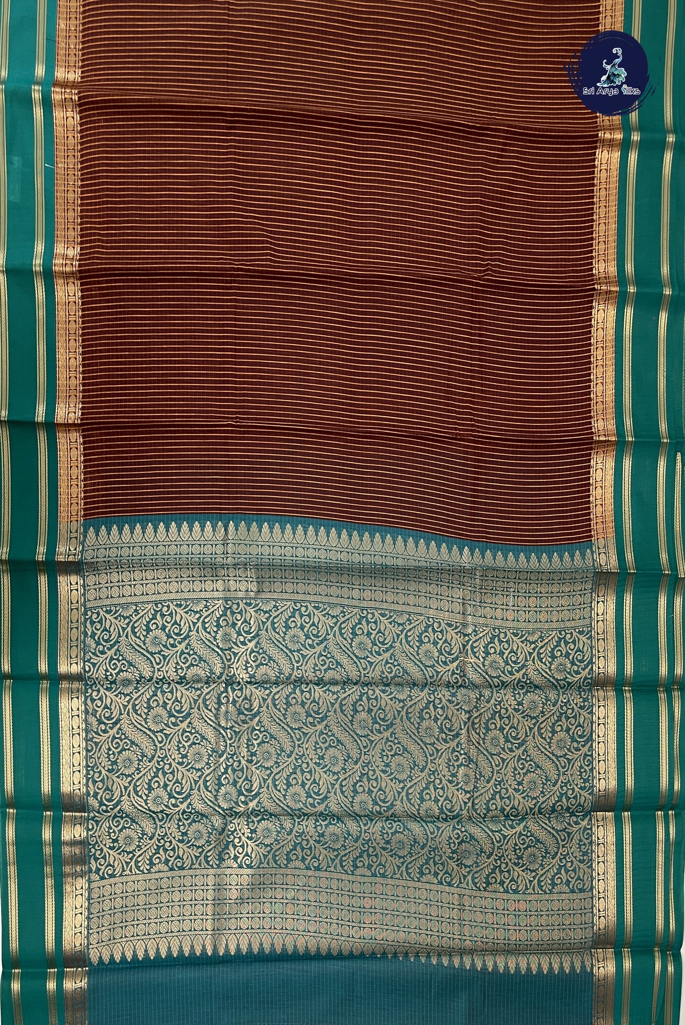Brown Budget Semi Silk Cotton Saree With Checked Pattern