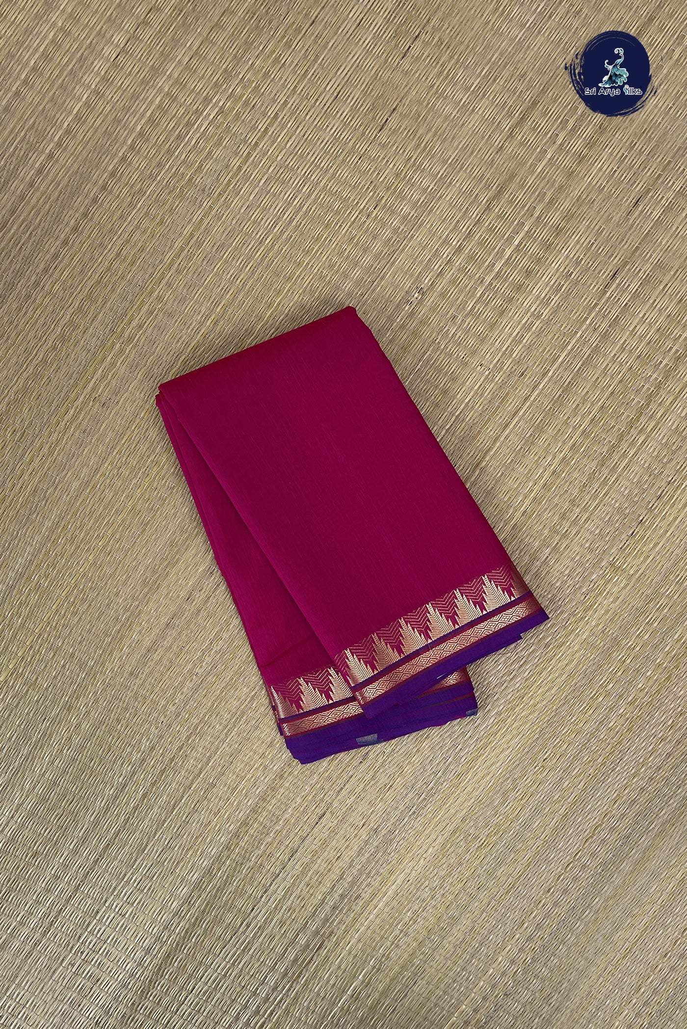 Magenta Budget Semi Silk Cotton Saree With Plain Pattern