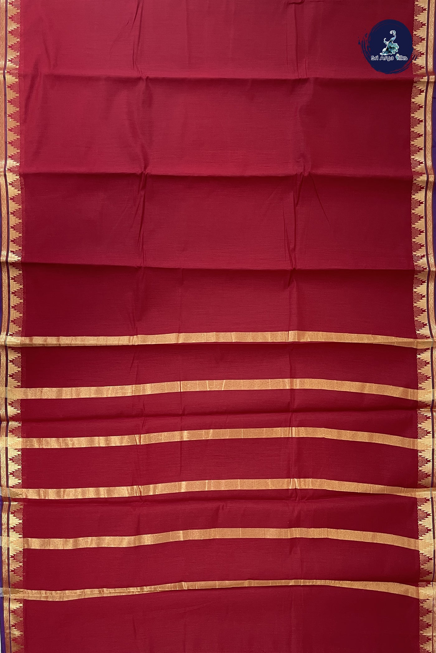 Maroon Budget Semi Silk Cotton Saree With Plain Pattern
